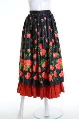 1980s Saint Laurent Rive Gauche Silk Floral Print Maxi Skirt