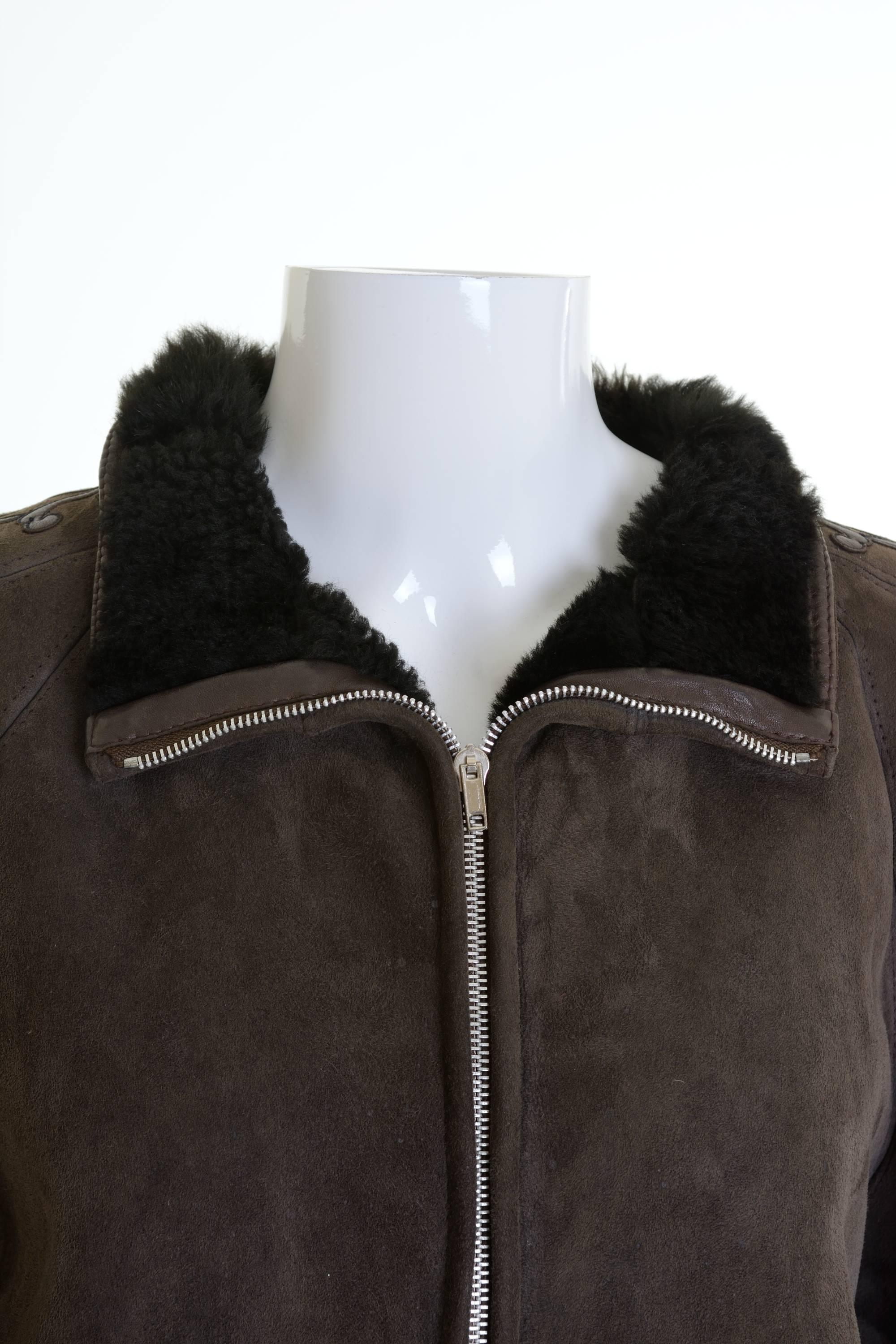 Women's 1980s GIANNI VERSACE Brown Sheepskin Leather Jacket For Sale