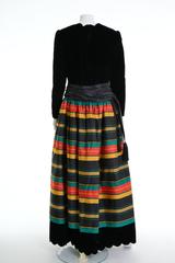 1980s Italian Couture Velvet Silk Striped Long Dress