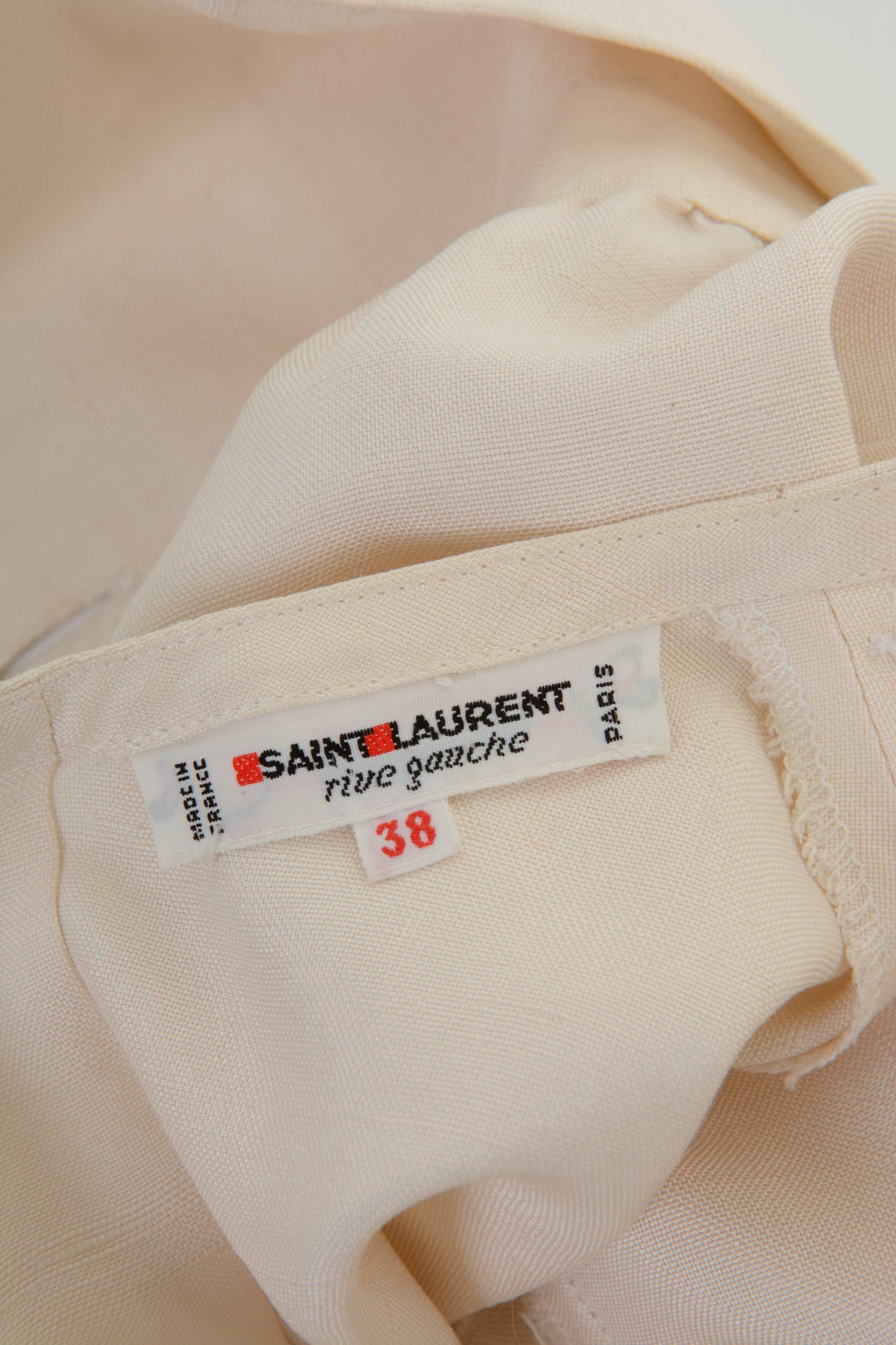 Women's 1980s SAINT LAURENT Rive Gauche White Shantung Blouse Shirt For Sale