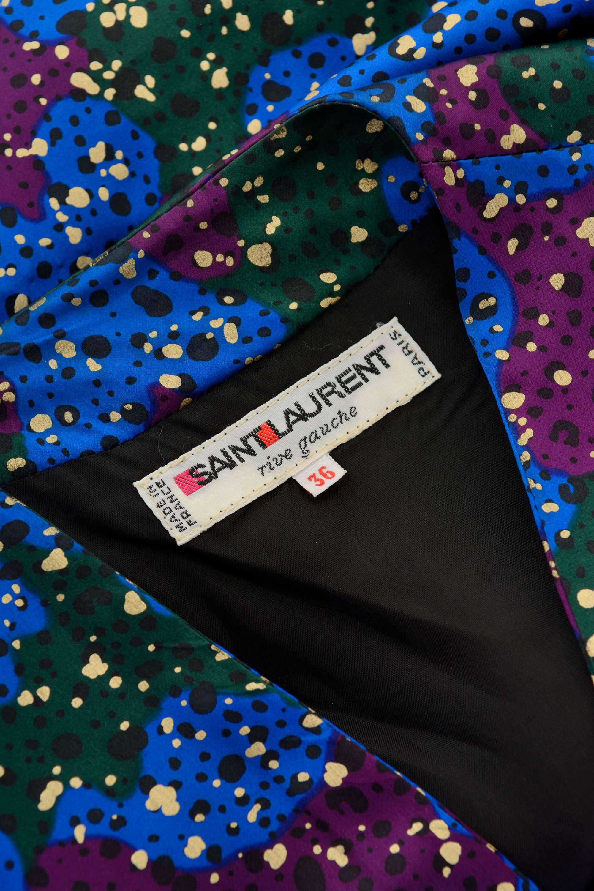 1980s SAINT LAURENT Rive Gauche Spotted Silk Pants Suit 1