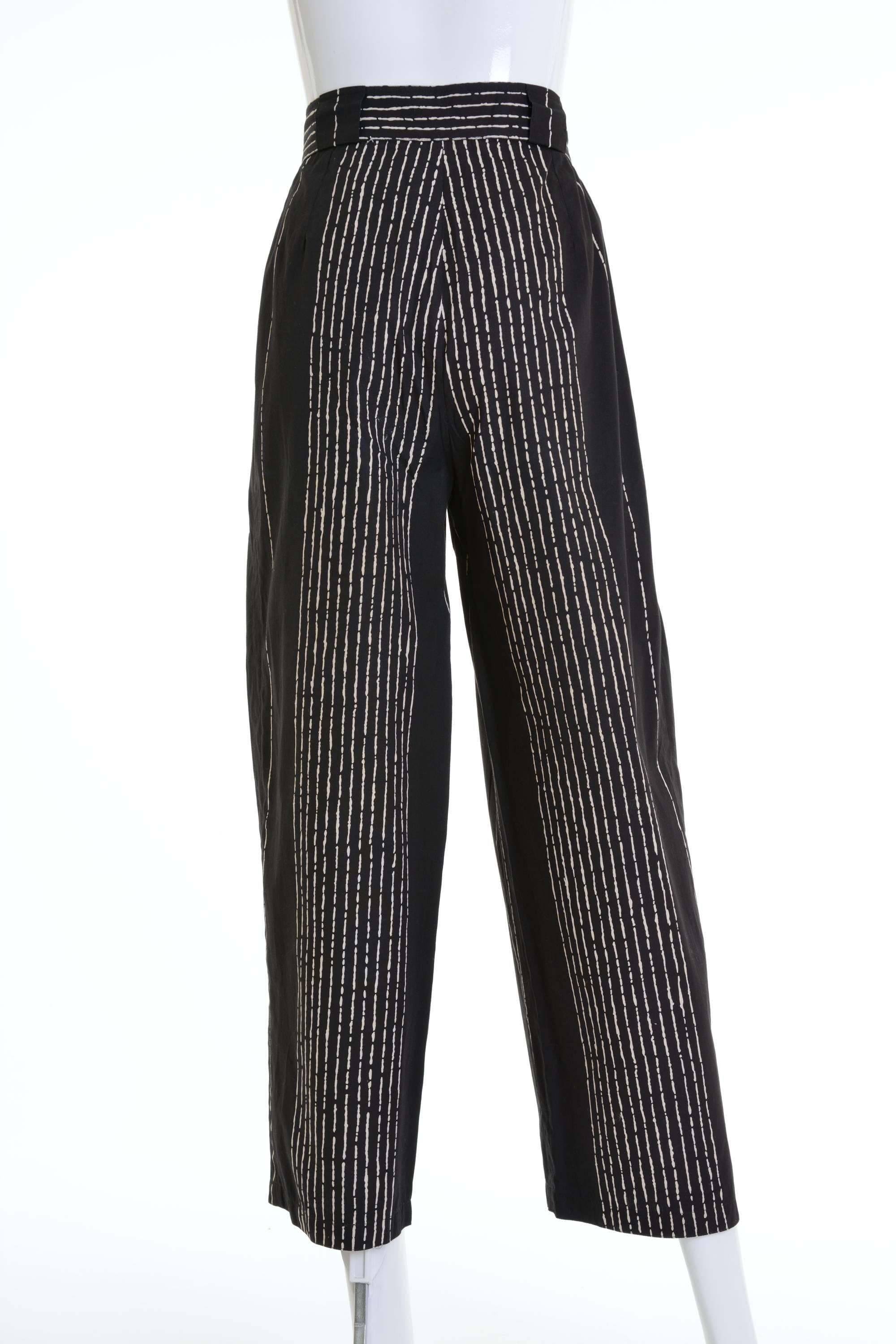 1980s GIANNI VERSACE Black Striped Cotton Pants In Good Condition In Milan, Italy