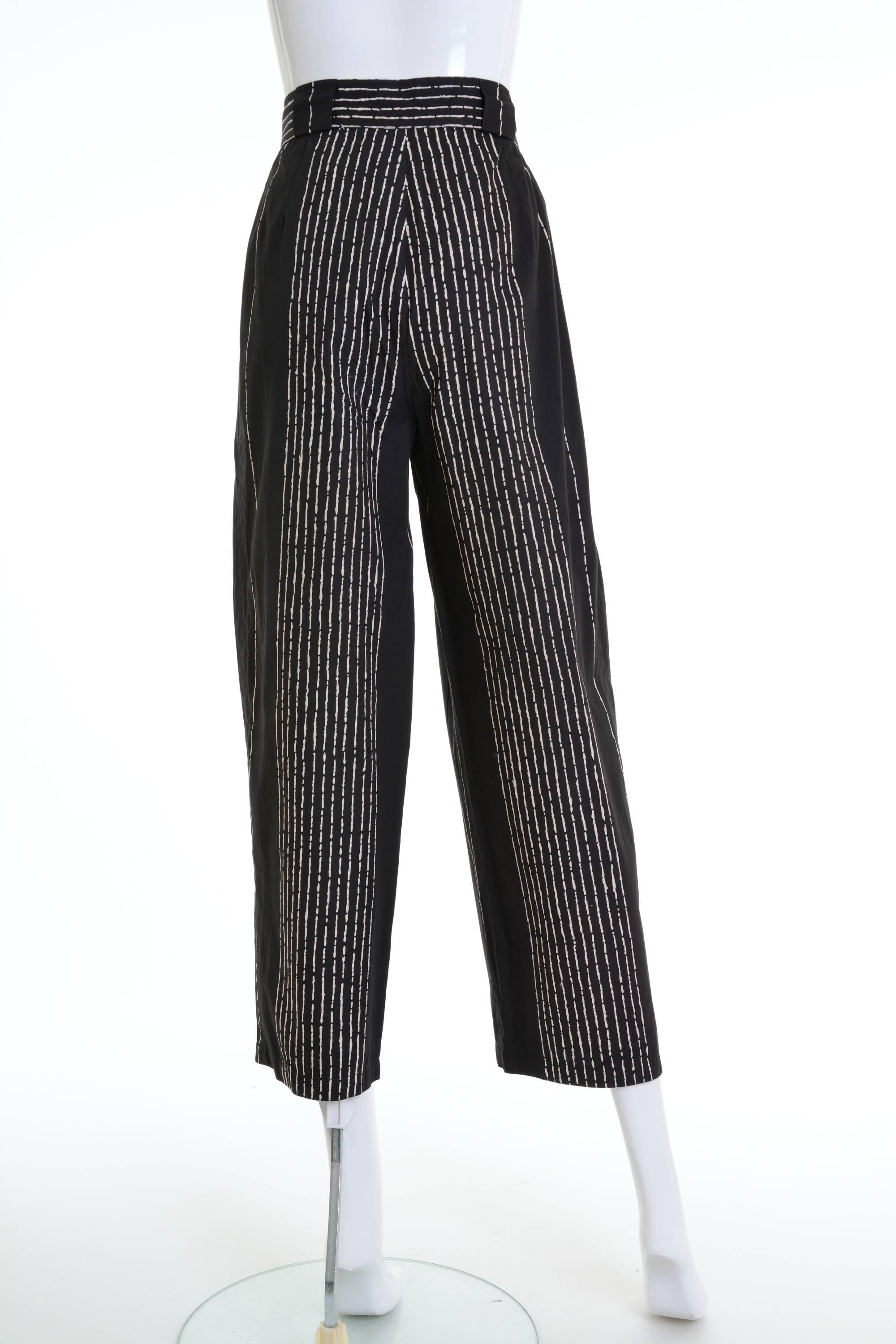 Women's 1980s GIANNI VERSACE Black Striped Cotton Pants