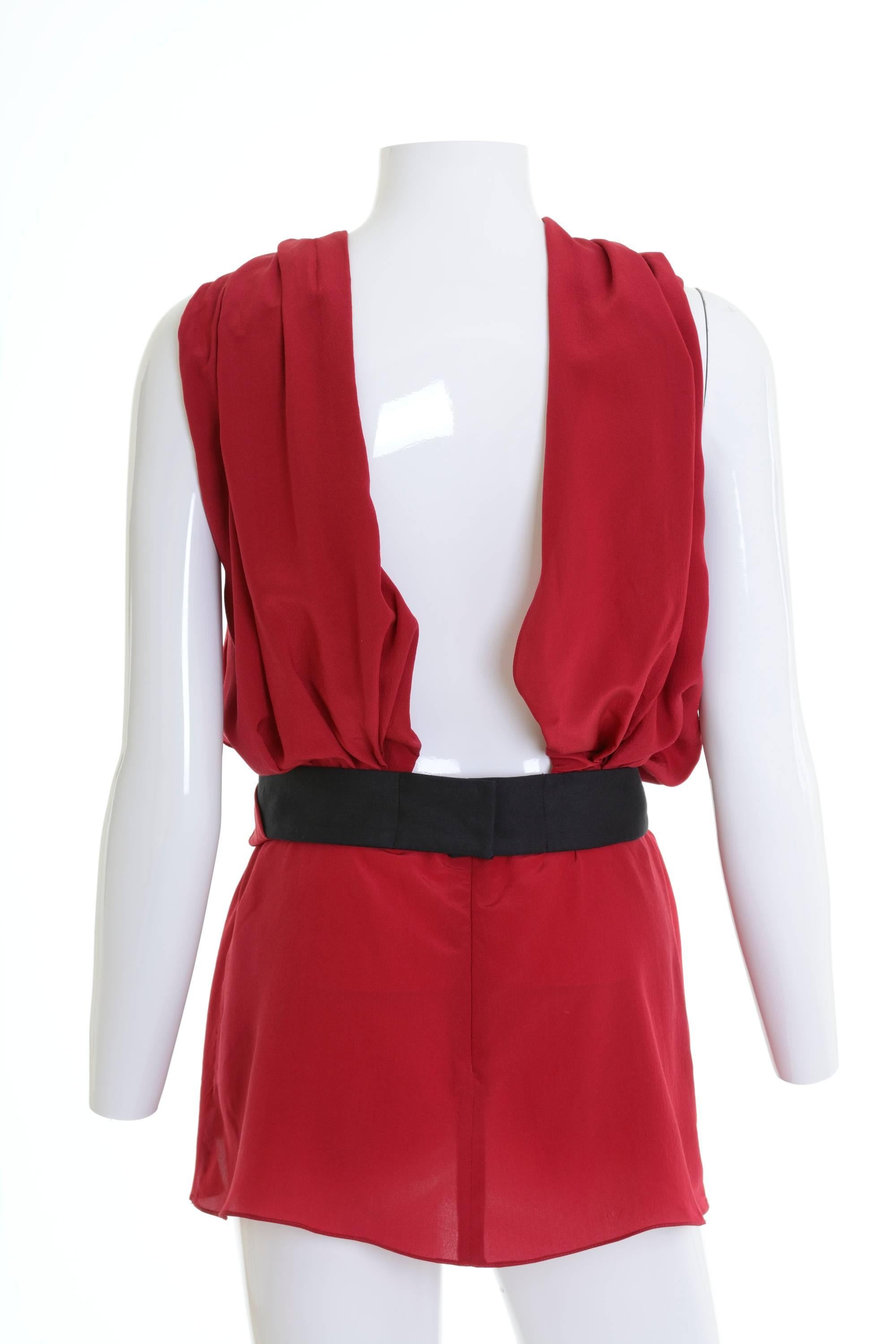 VIONNET Red Draped Mini Dress Blouse In Excellent Condition In Milan, Italy