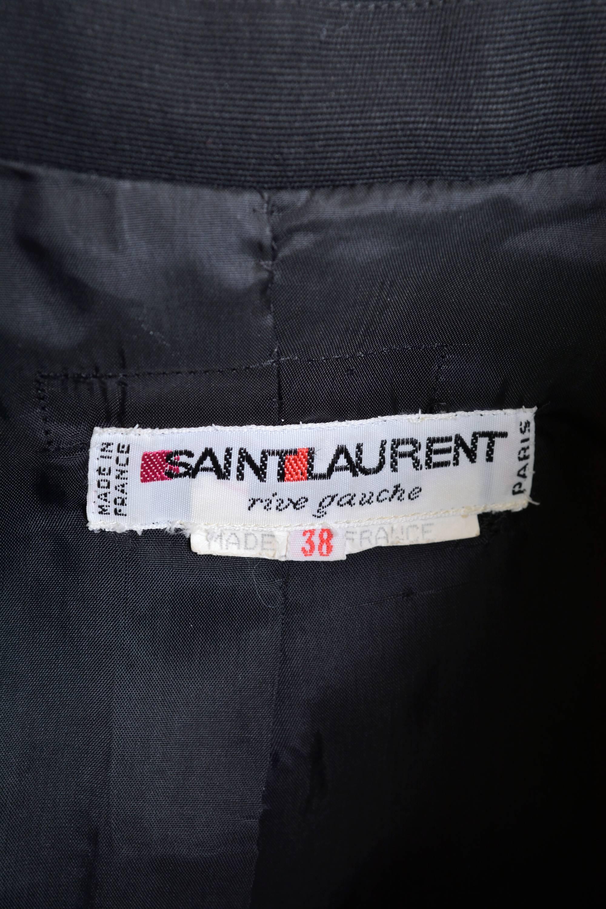 Black 1980s Saint Laurent Rive Gauche Tuxedo Suit Pants. For Sale