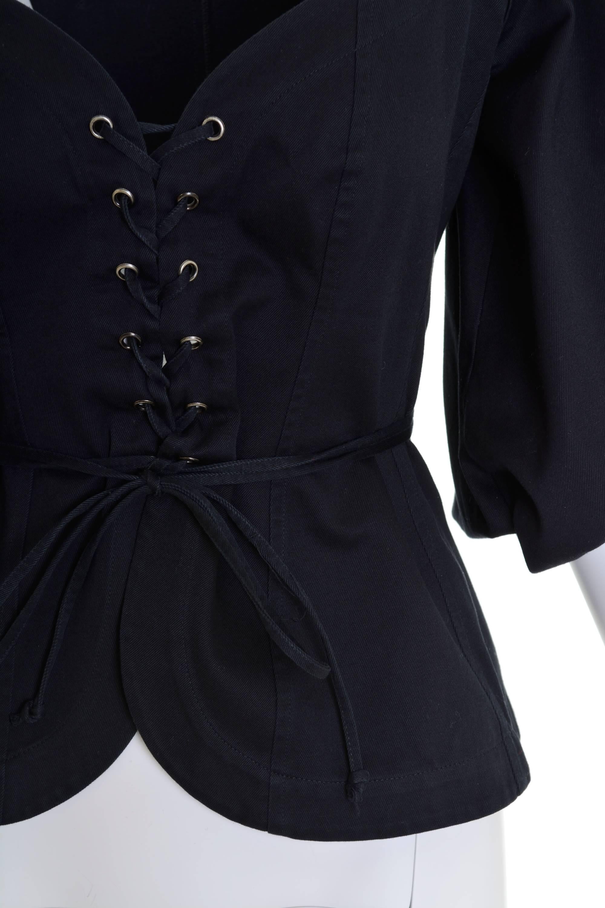 1990s Yves Saint Laurent Rive Gauche Black Peasant Blouse In Excellent Condition In Milan, Italy