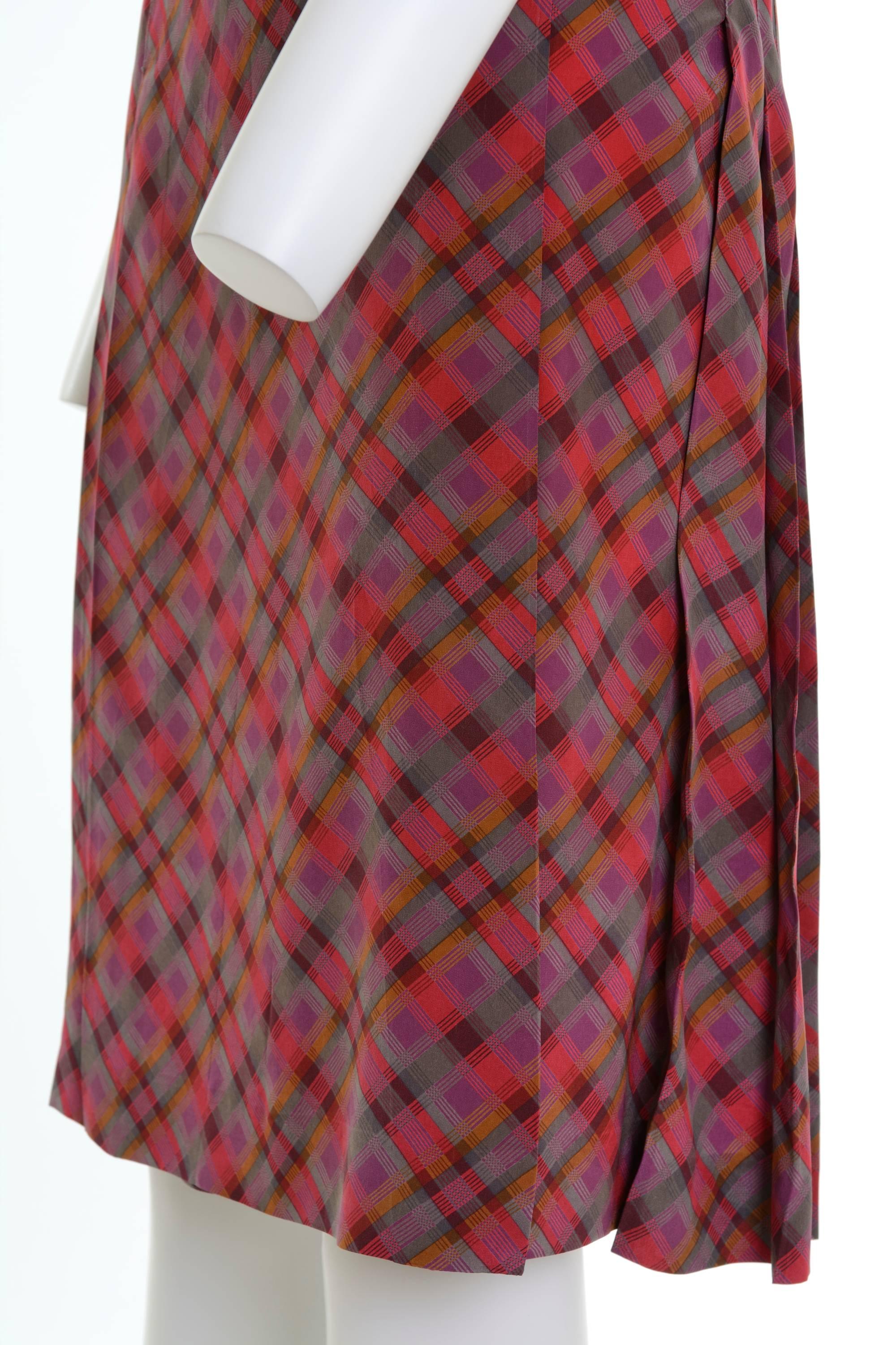 Brown 1980s YVES SAINT LAURENT Rive Gauche Pleateds Silk Skirt