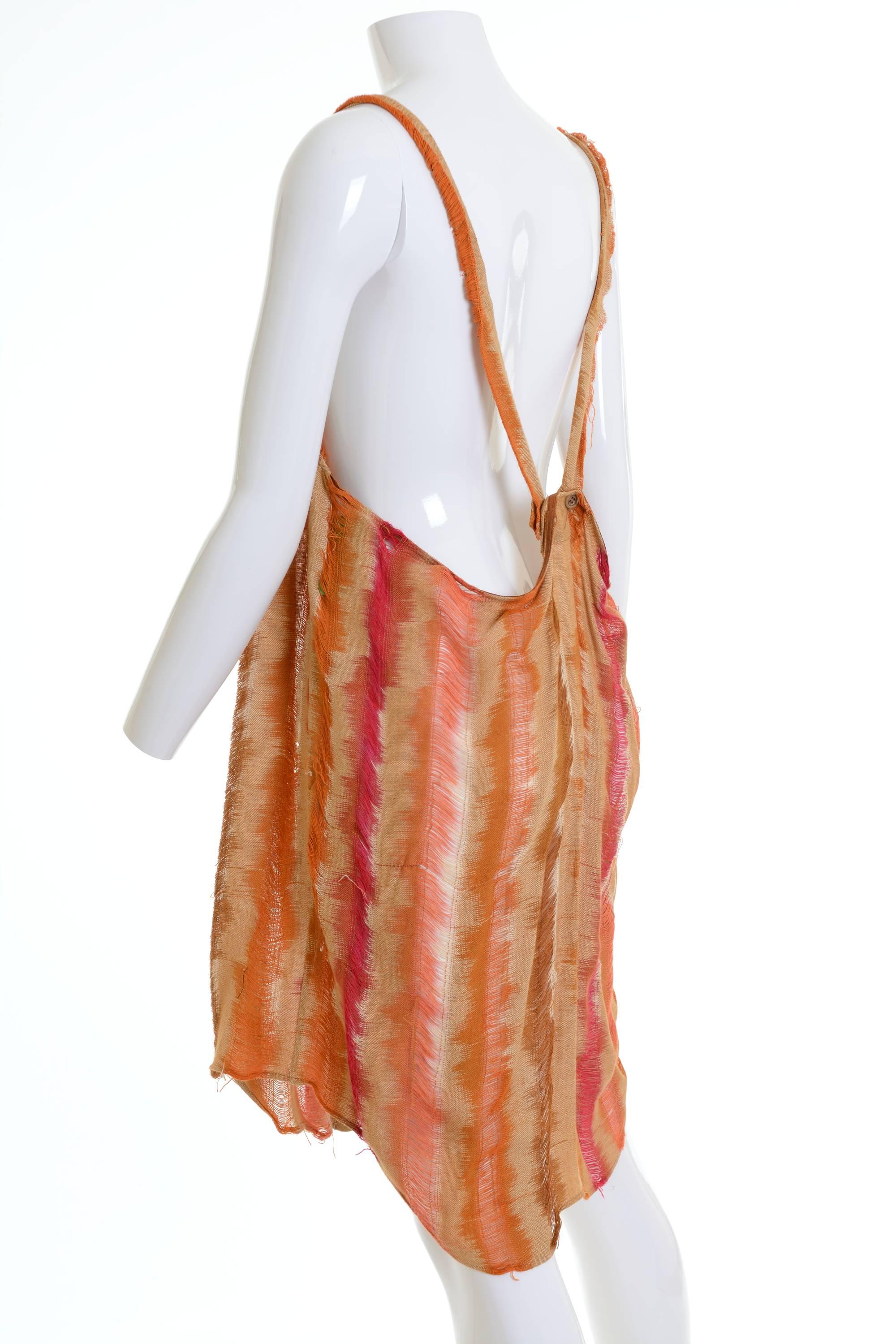 Women's 1990s ROMEO GIGLI Orange Abstract Striped Print Summer Dress