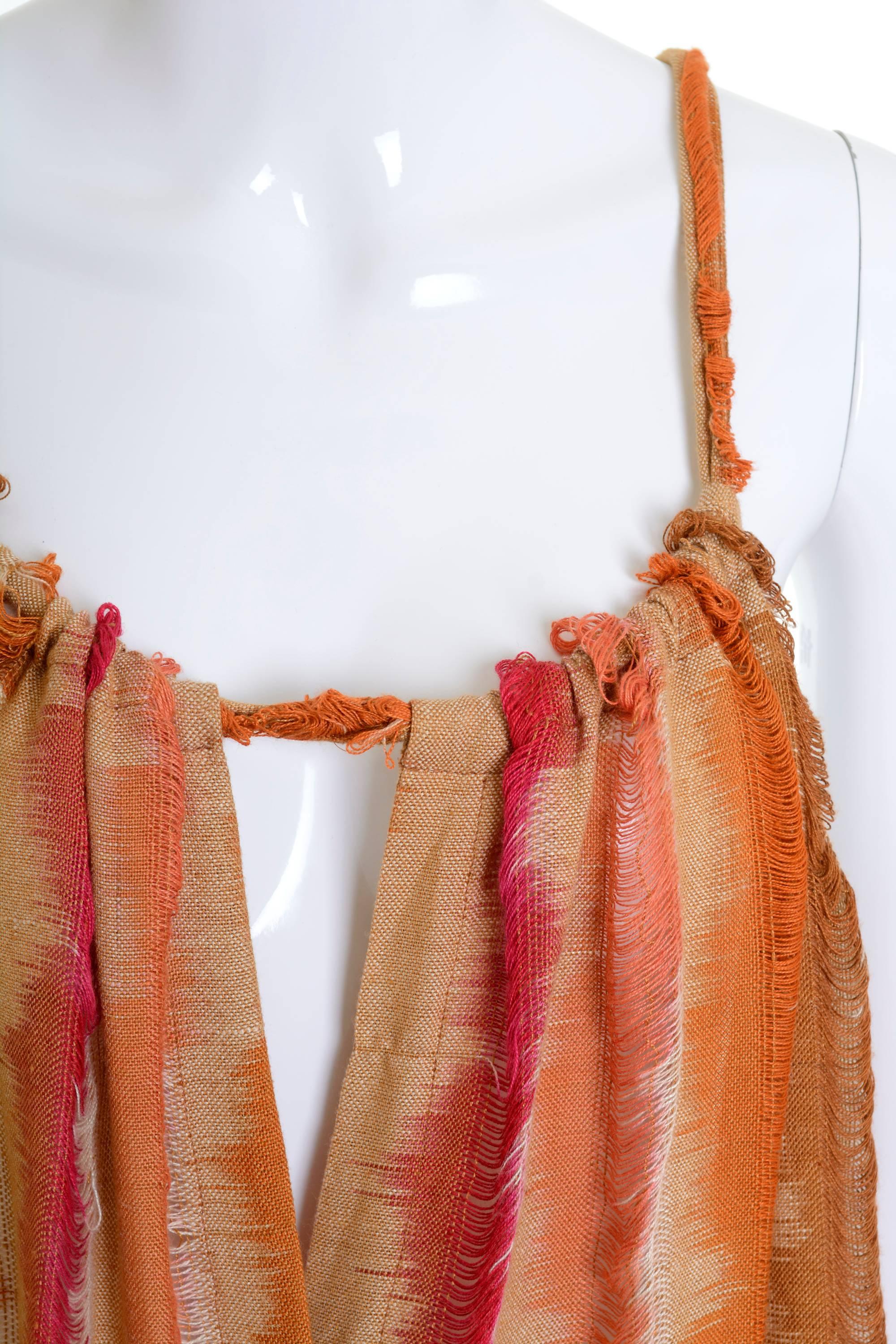 1990s ROMEO GIGLI Orange Abstract Striped Print Summer Dress 2