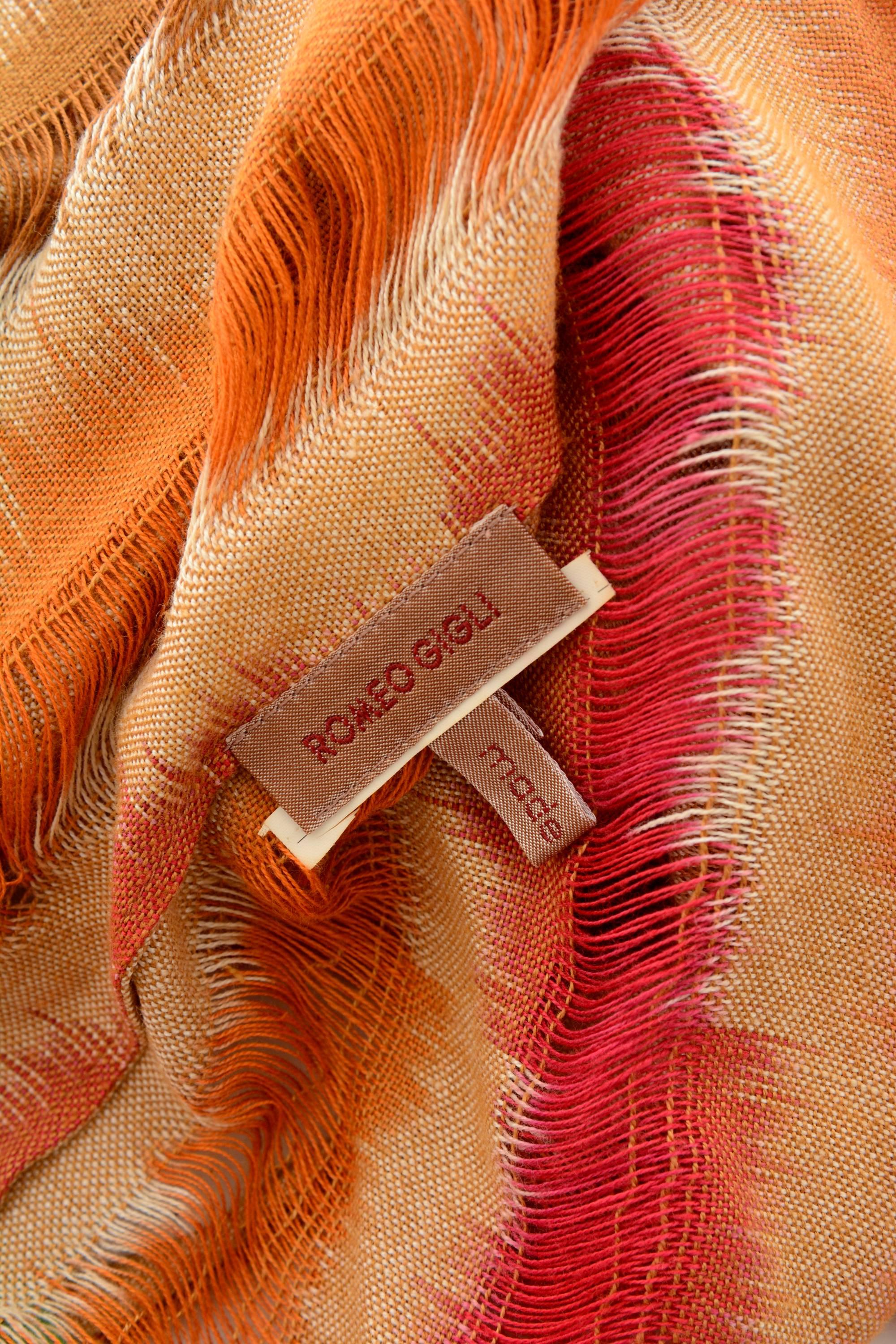 1990s ROMEO GIGLI Orange Abstract Striped Print Summer Dress 3
