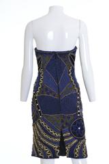 1980s Blue Silk Embroidered Cocktail Party Dress