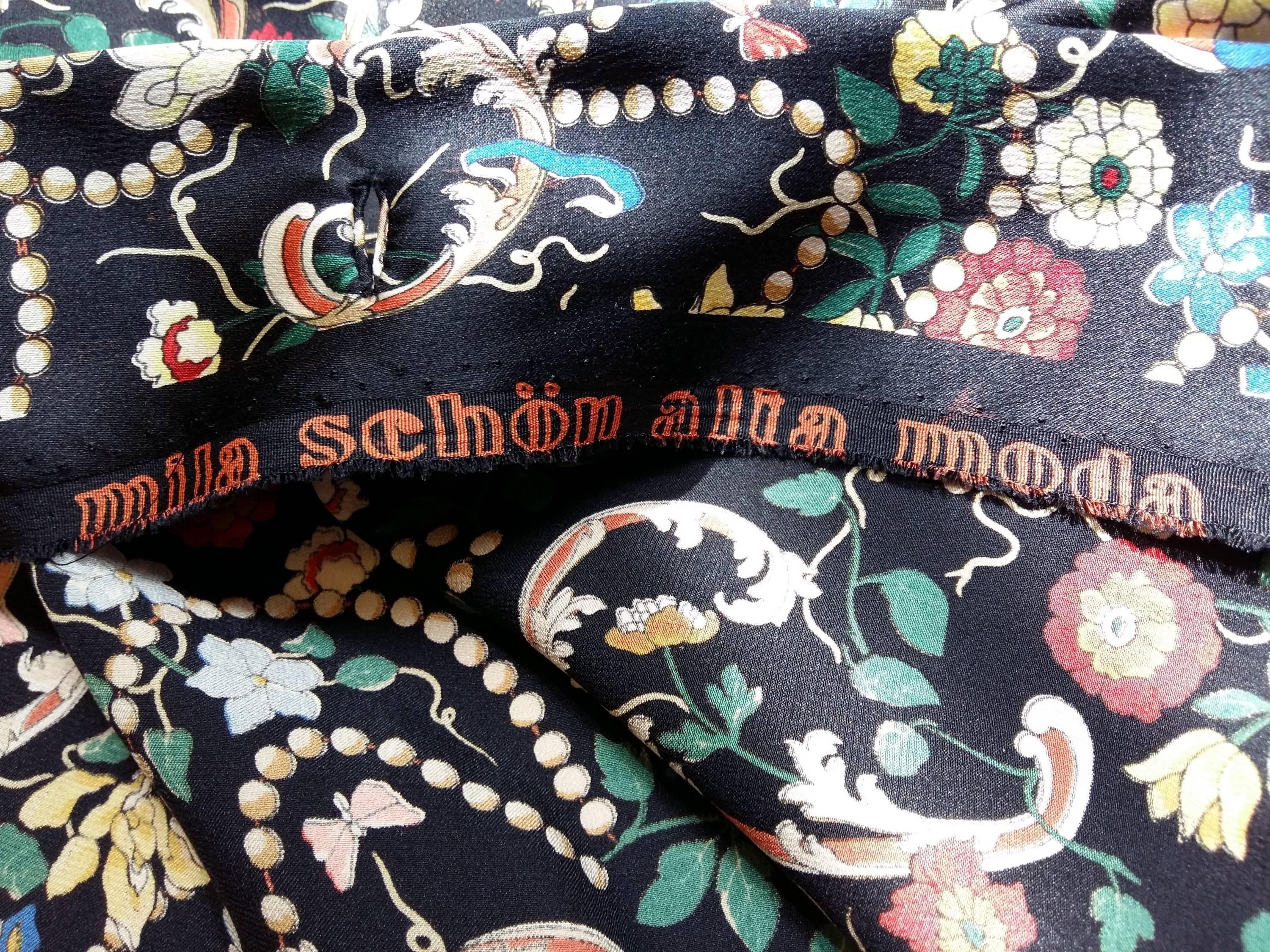 1980s MILA SCHÖN Floral Print Fabric Silk Blouse  1