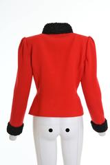 1980s VALENTINO Boutique Red and Black Lamb Fur Jacket