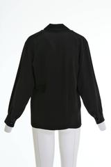 1980s SAINT LAURENT Rive Gauche Black Silk Blouse Shirt