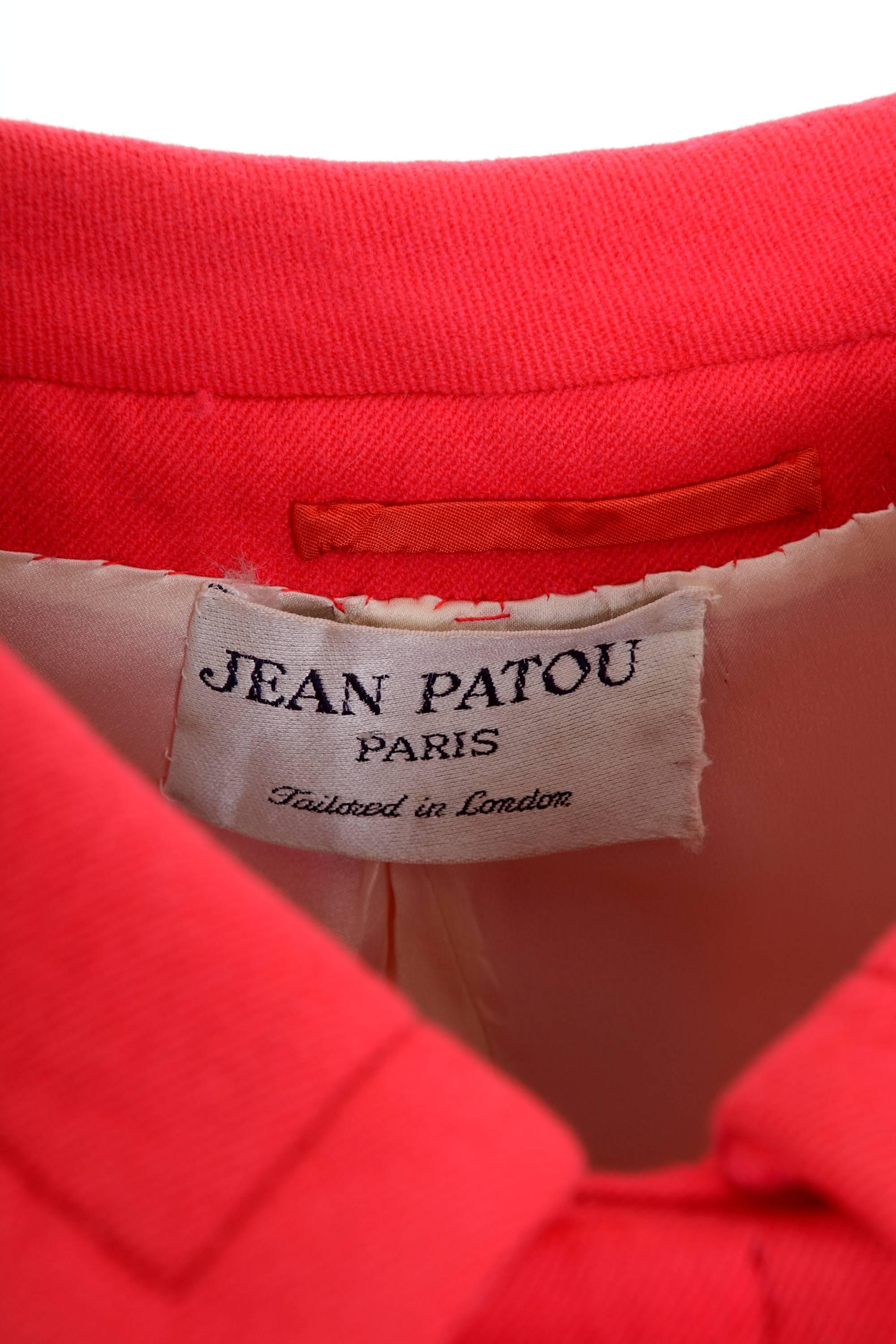 1960s JEAN PATOU Coral Wool Short Jacket 1
