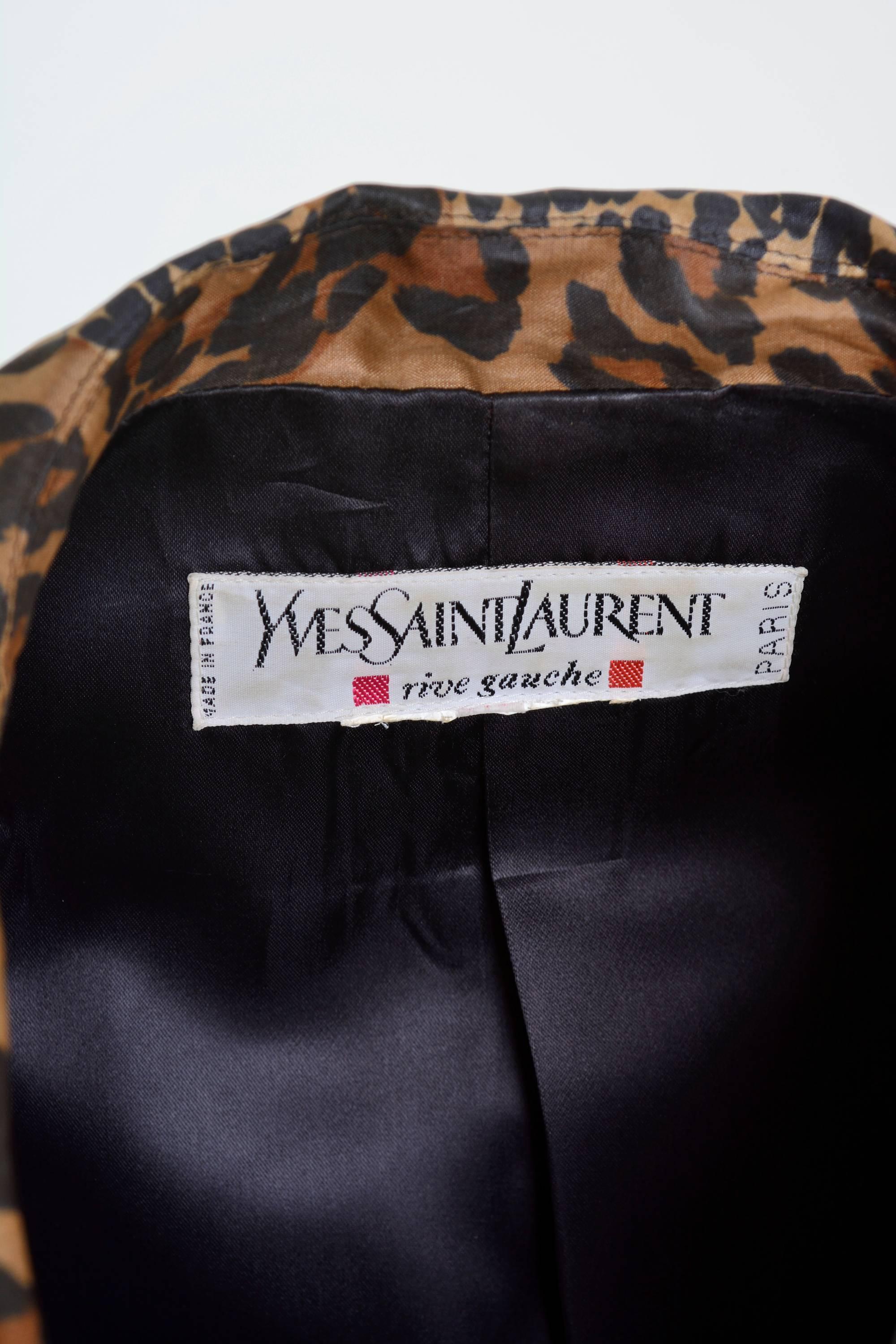 Women's 1990s YVES SAINT LAURENT Rive Gauche Animal Print Rain Coat