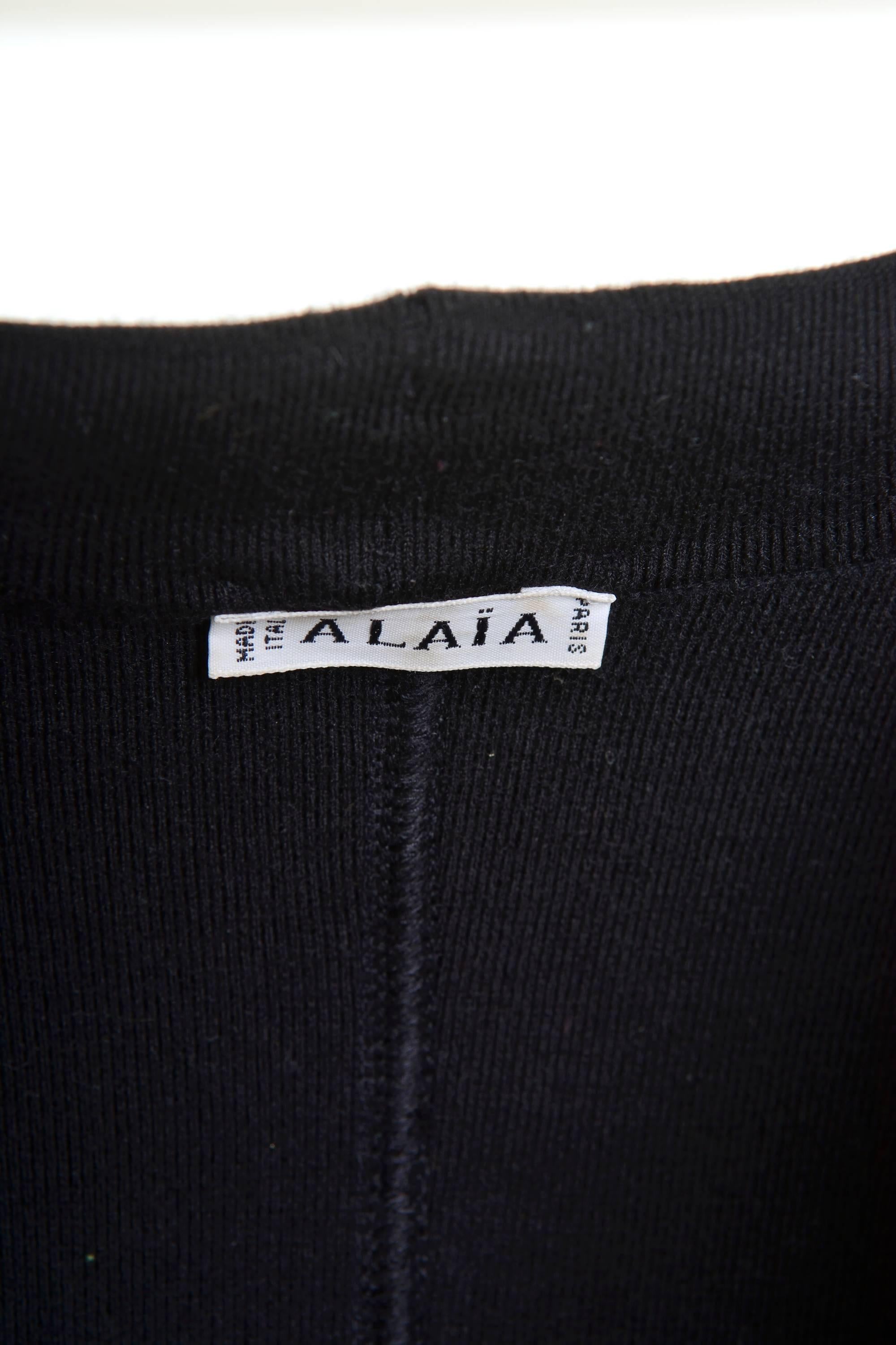 1990s ALAÏA Black Wool Dress For Sale 1