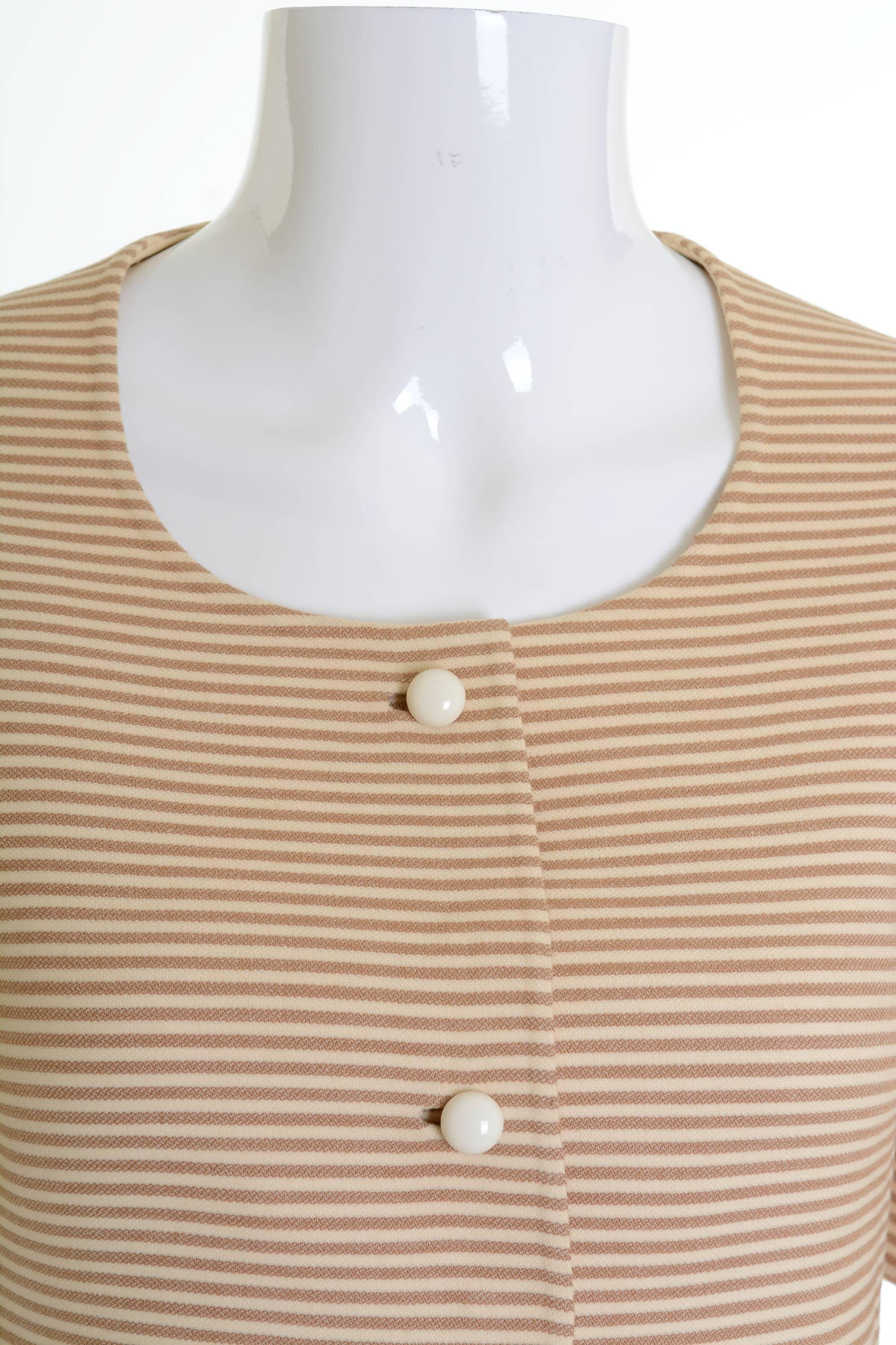 Beige 1960s MILA SCHÖN Striped Skirt Suit  For Sale