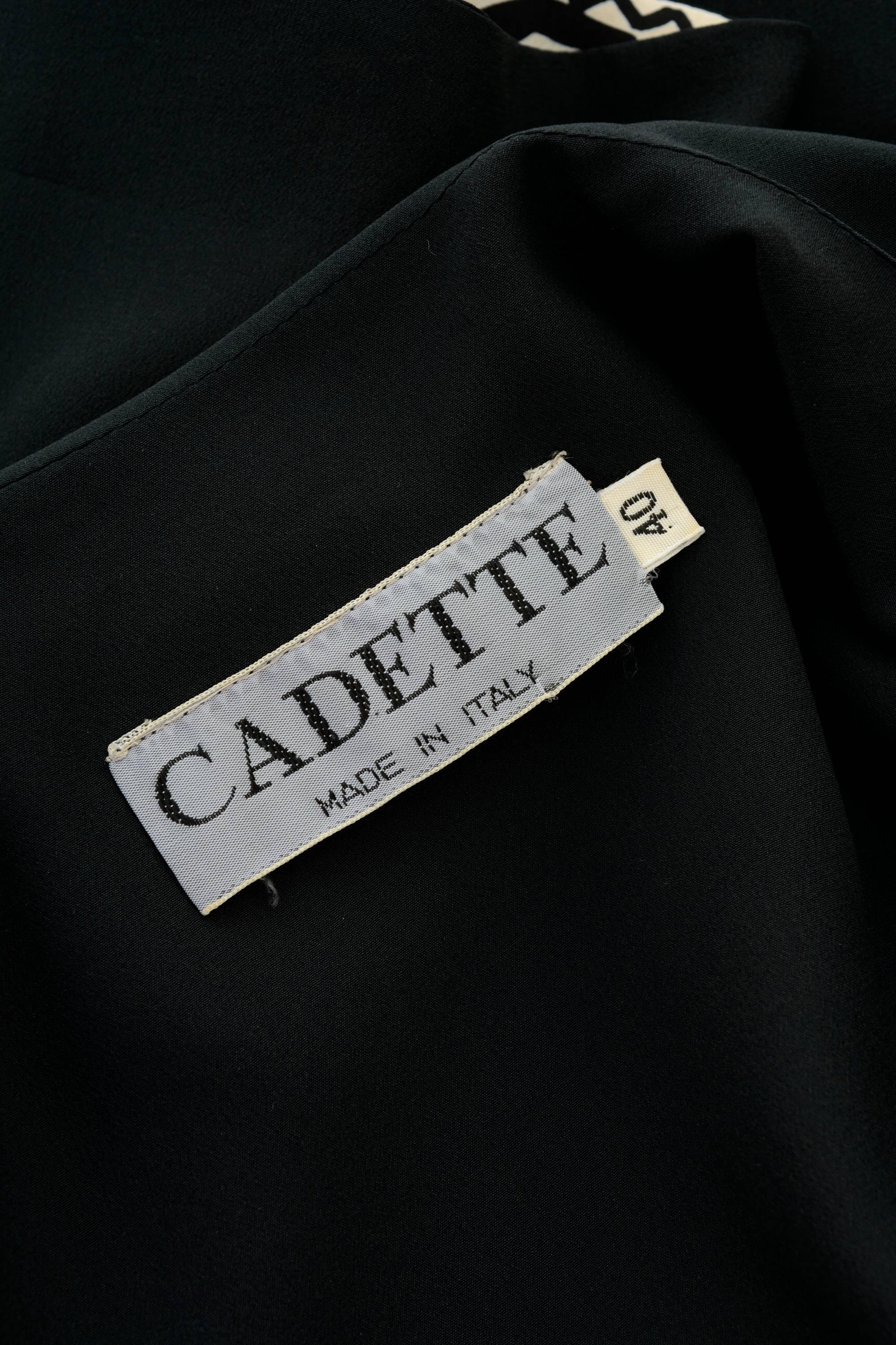 1980s CADETTE Black Silk Cocktail Dress For Sale 4