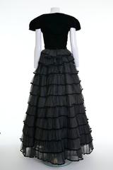 1980s VALENTINO Haute Couture Black Flounce Long Dress