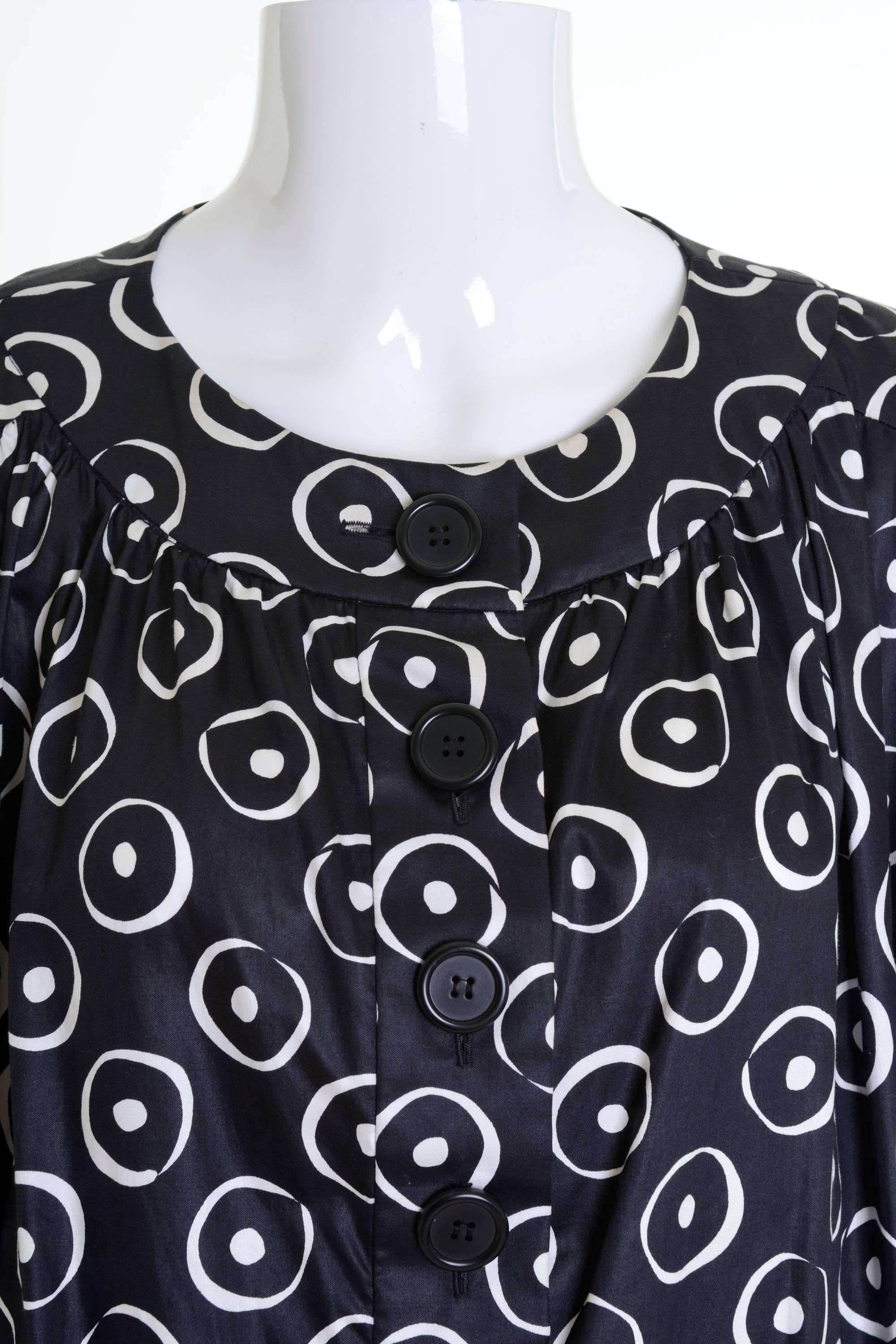 Women's 1980s YVES SAINT LAURENT Rive Gauche Black and White Cotton Dress For Sale