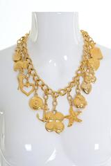 1980s UGO CORREANI Made in Italy Golden Metal Charms Chain Necklace