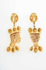1980s LUCIANO SOPRANI Blackamoor Golden Metal Clip on Earrings