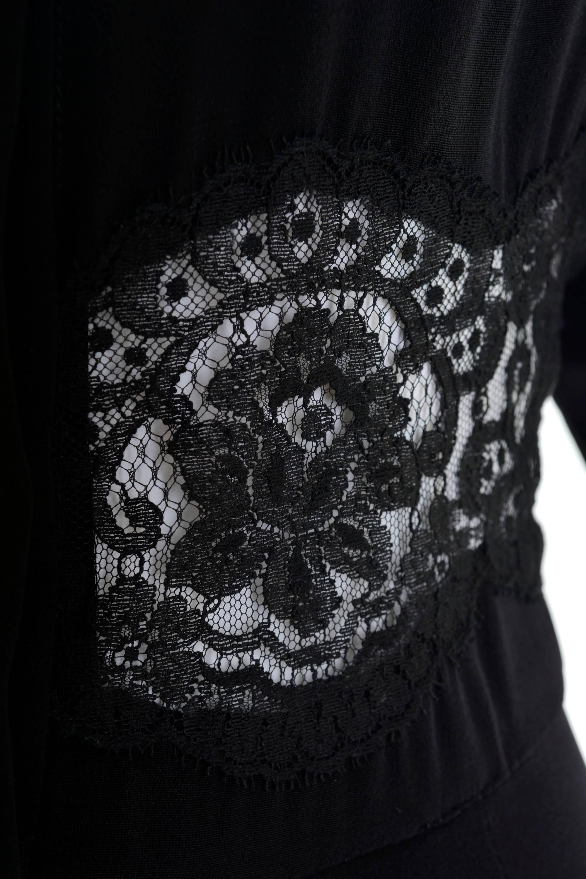 Women's CHRISTIAN AUJARD 1970s does 1940s Black and Lace Dress