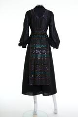 1970s LANVIN Black Tyrolean Style Long Dress