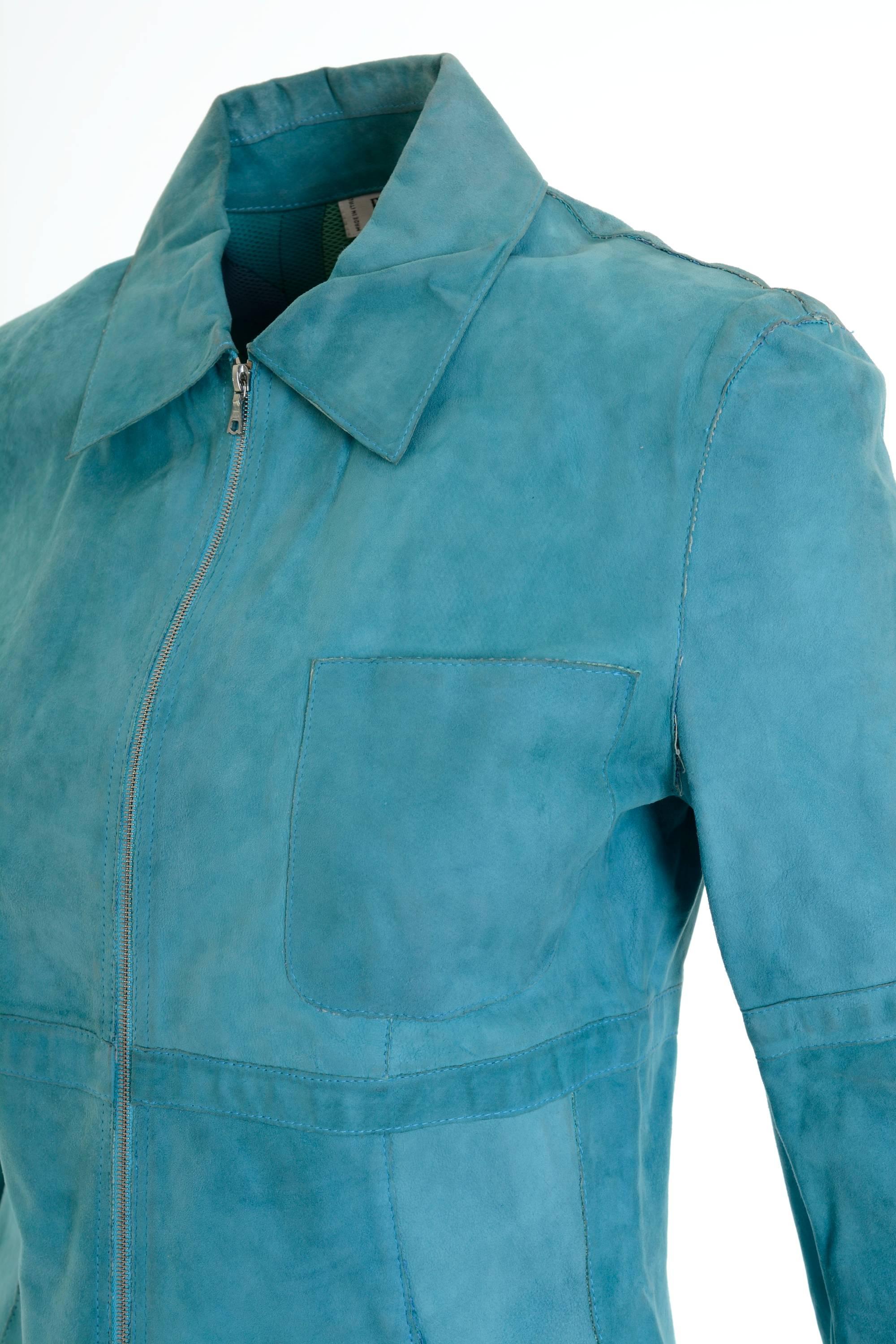 Blue EMILIO PUCCI Suede Leather Jacket For Sale