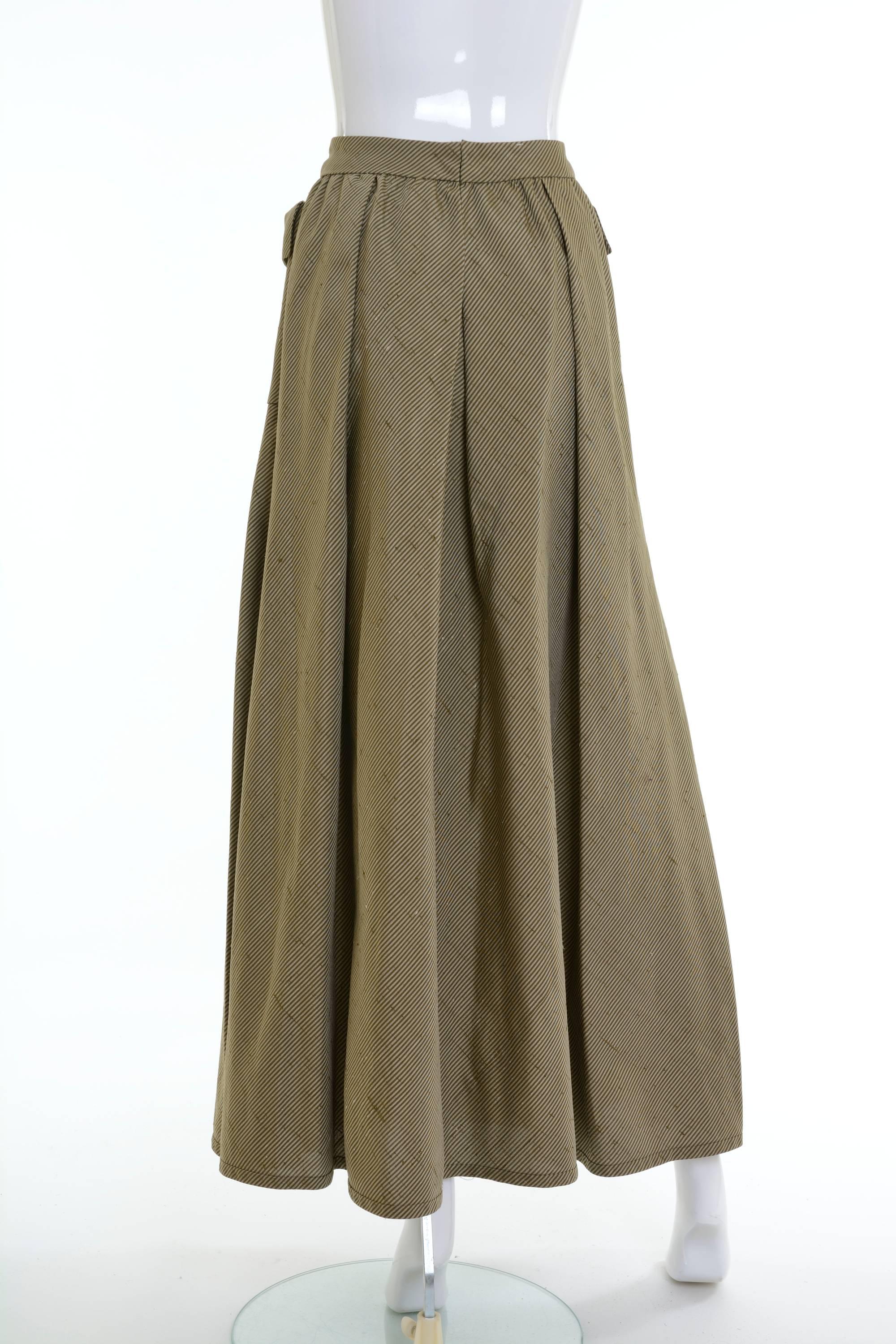 Women's 1980s Mila Schön Olive Green Long Skirt and Cape For Sale