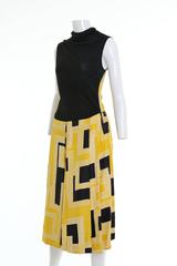 1950s PIROVANO Turtleneck Silk and Jersey Printed Dress