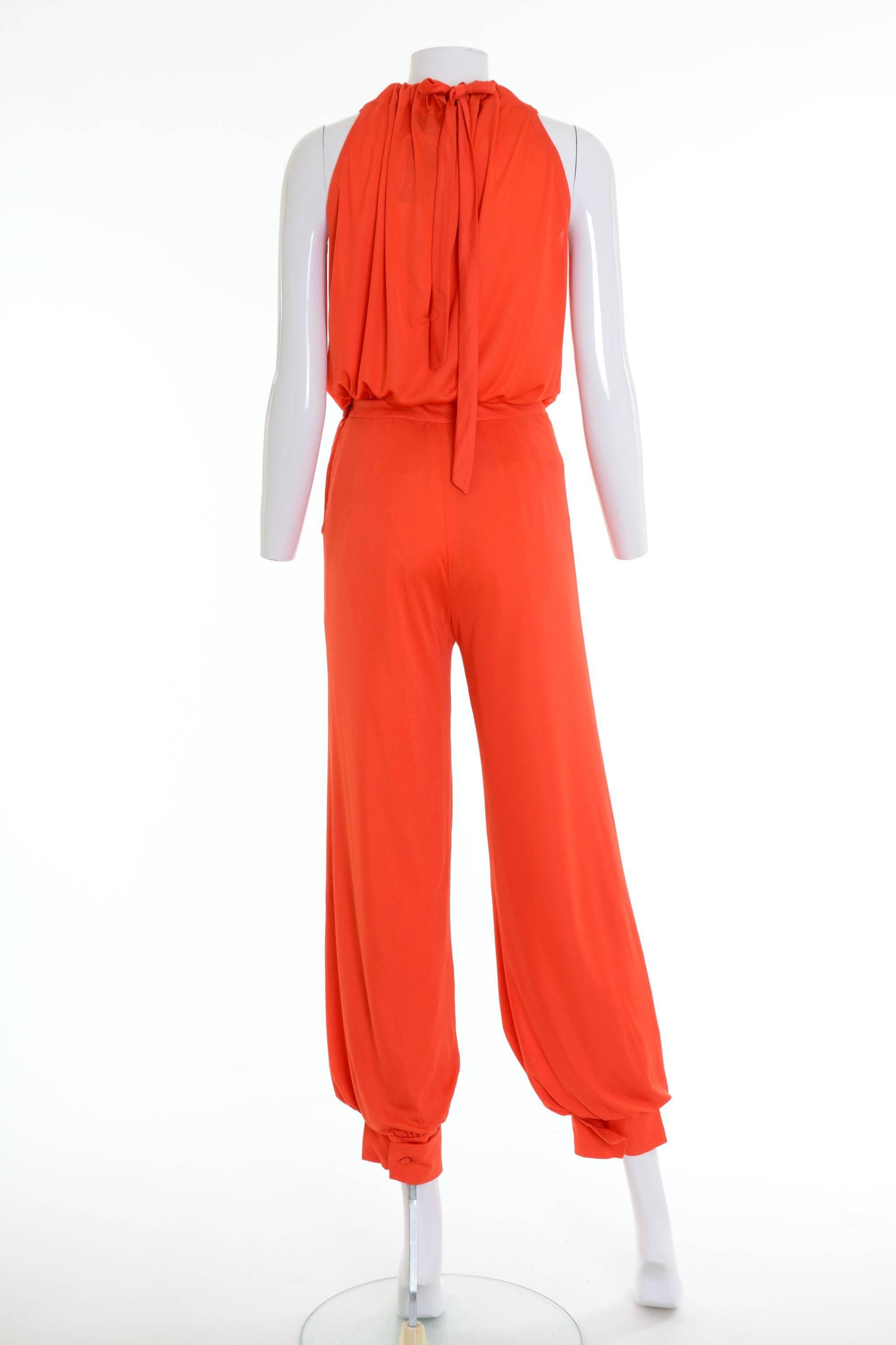 Red 1960s 1970s GIO CARÉ Orange Pants Suit New with Tag For Sale