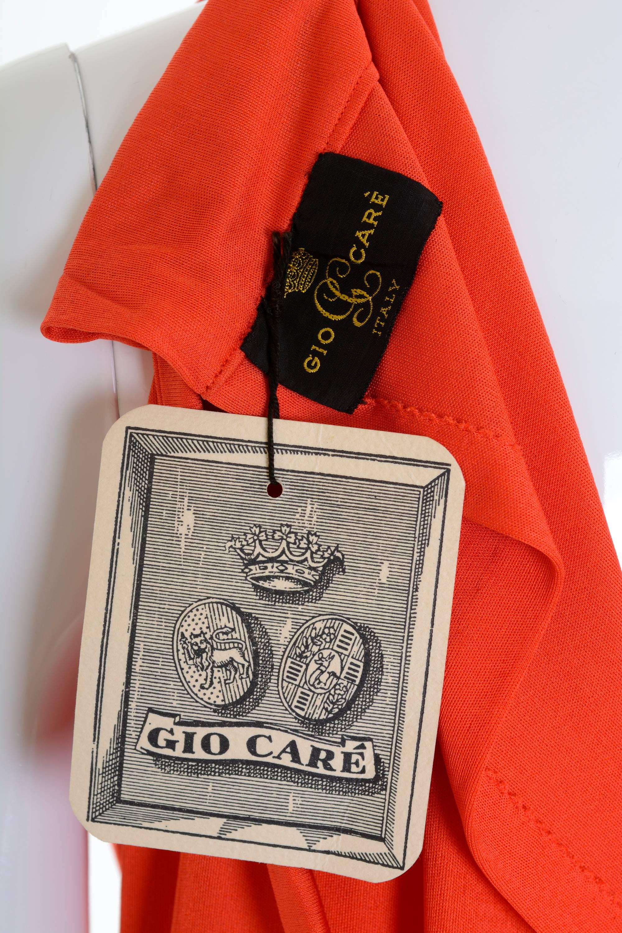 Women's 1960s 1970s GIO CARÉ Orange Pants Suit New with Tag For Sale
