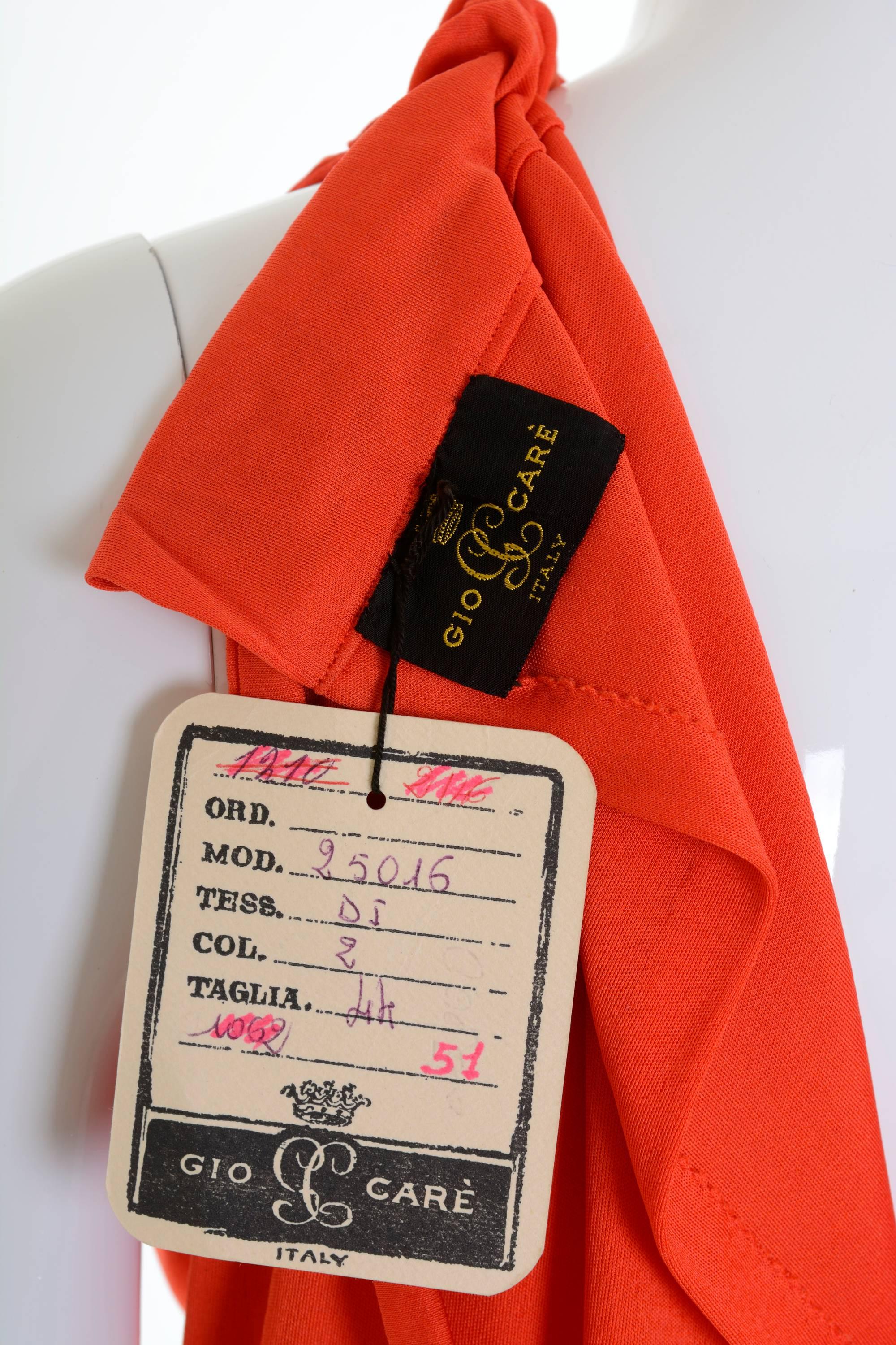 1960s 1970s GIO CARÉ Orange Pants Suit New with Tag For Sale 1