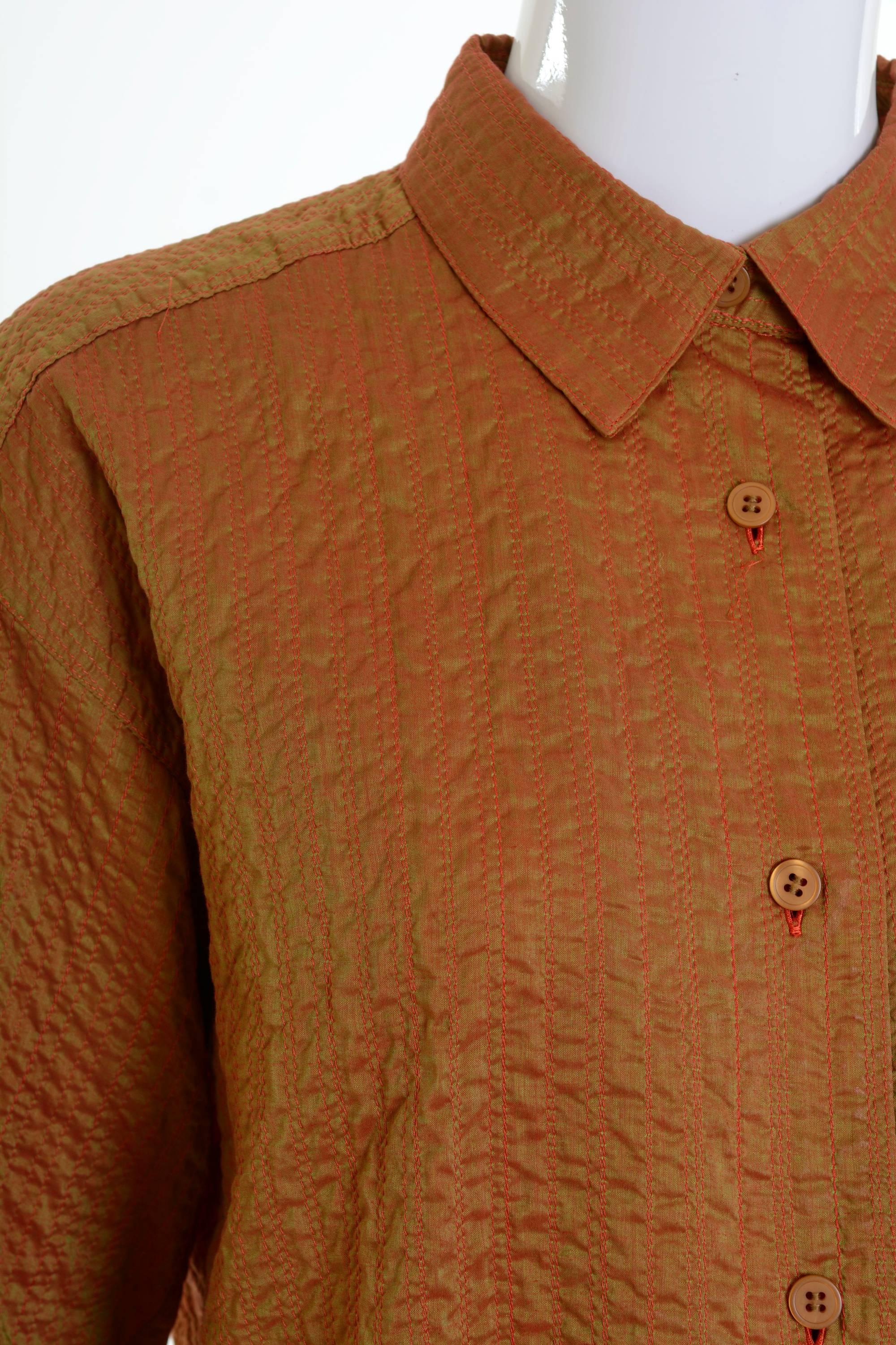 Brown 1990s ISSEY MIYAKE Iridescent Shirt For Sale