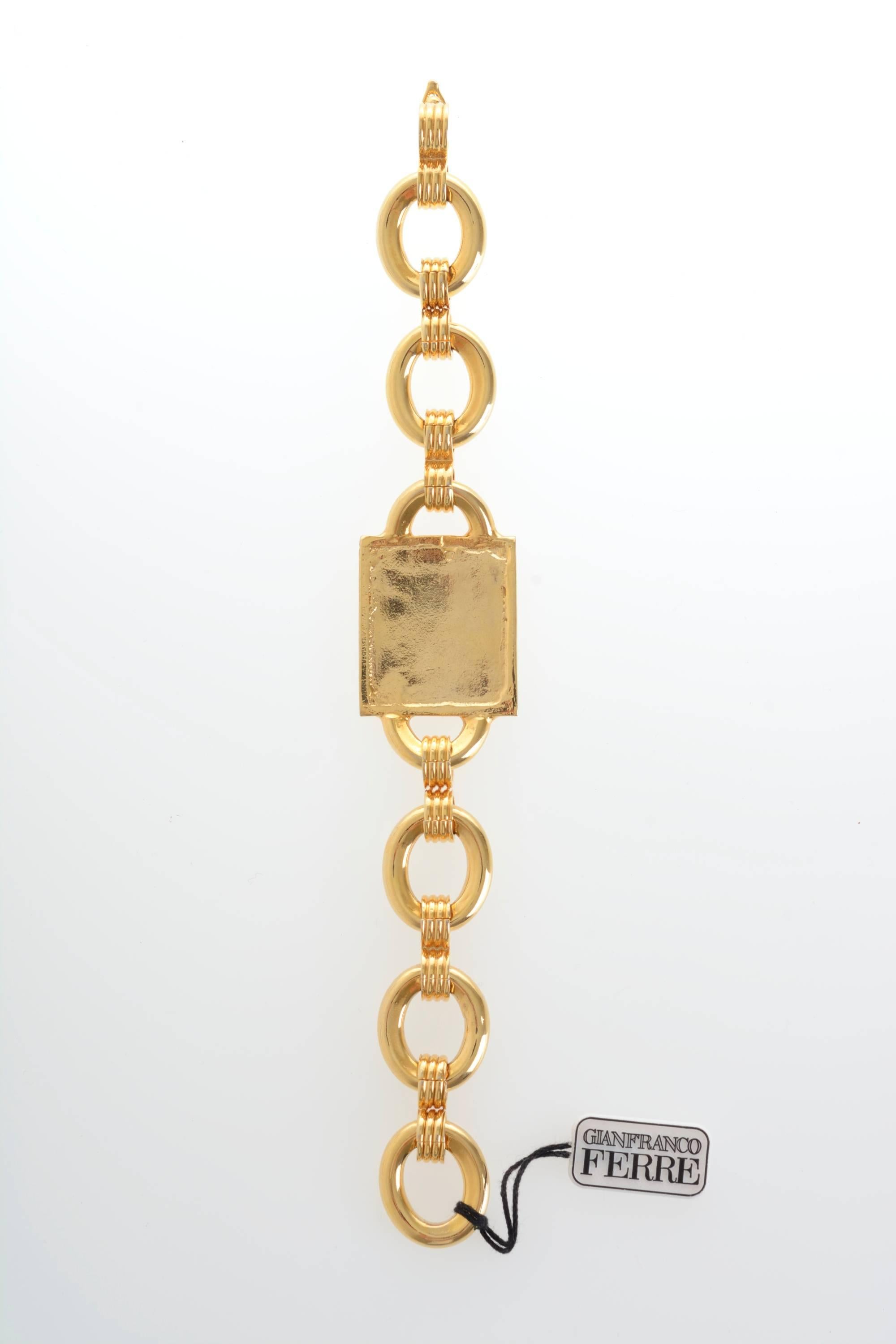1990s GIANFRANCO FERRE' Chain Faux Watch Bracelet In New Condition For Sale In Milan, Italy