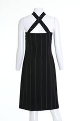 1980s GIANNI VERSACE COUTURE Pinstriped Strapless Dress