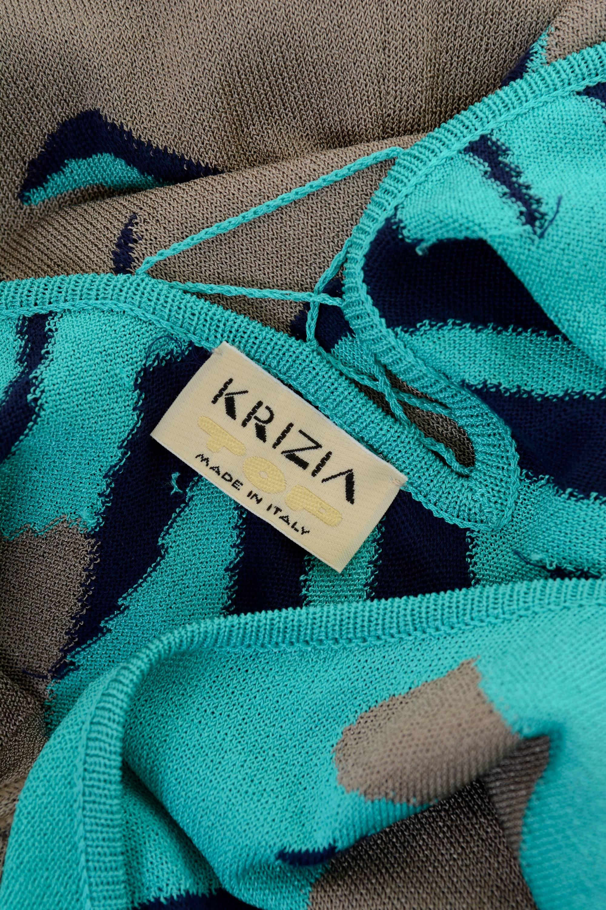 1980s KRIZIA Knitted Zebra Print Long Dress For Sale 1
