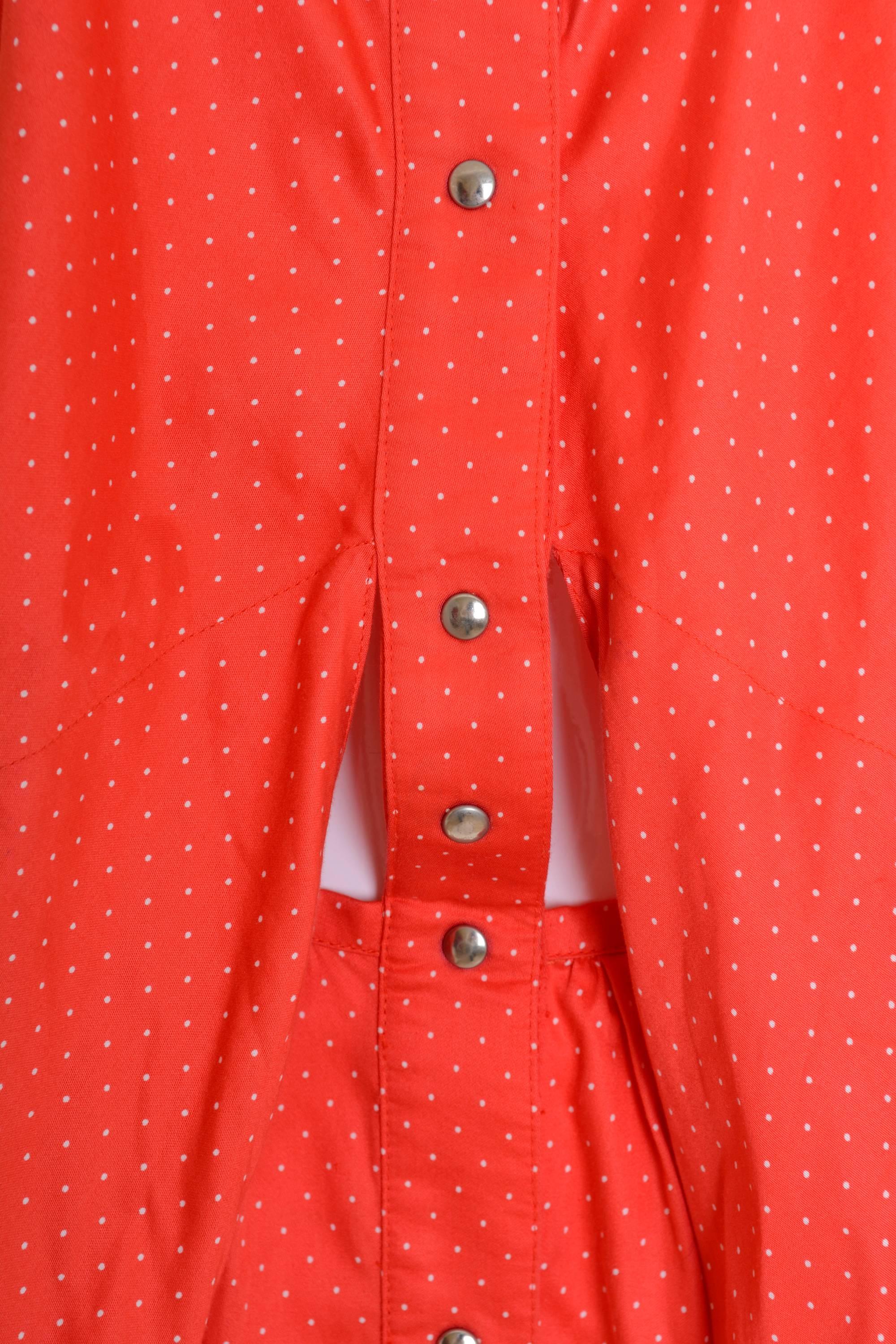 Women's 1980s THIERRY MUGLER Red Polka Dots Cotton Dress