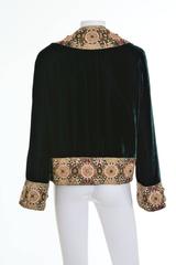 1990s MOSCHINO Couture Green Velvet Embroidery Jacket