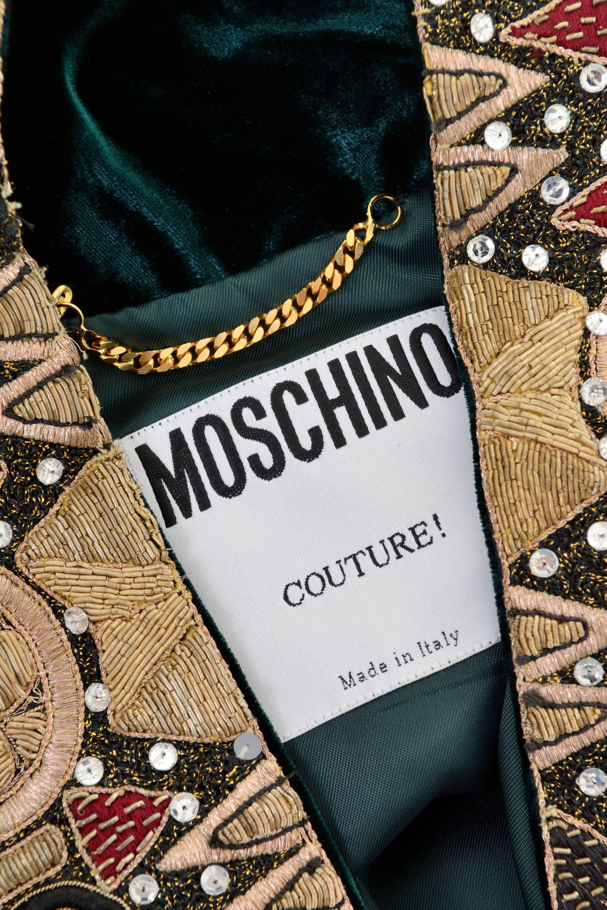 Women's 1990s MOSCHINO Couture Green Velvet Embroidery Jacket
