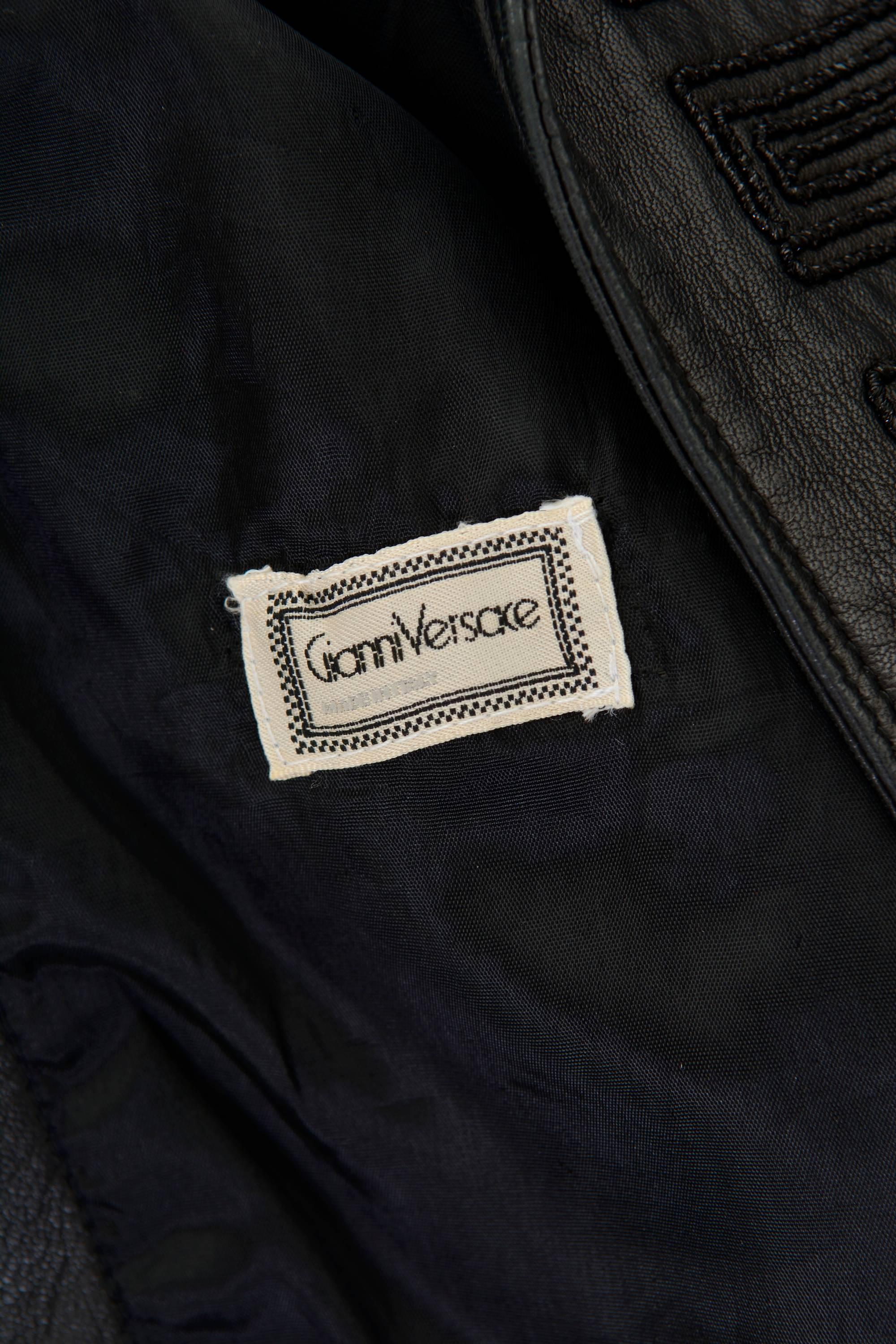 Women's 1980s GIANNI VERSACE Leather Metal Embroidery Bolero Jacket