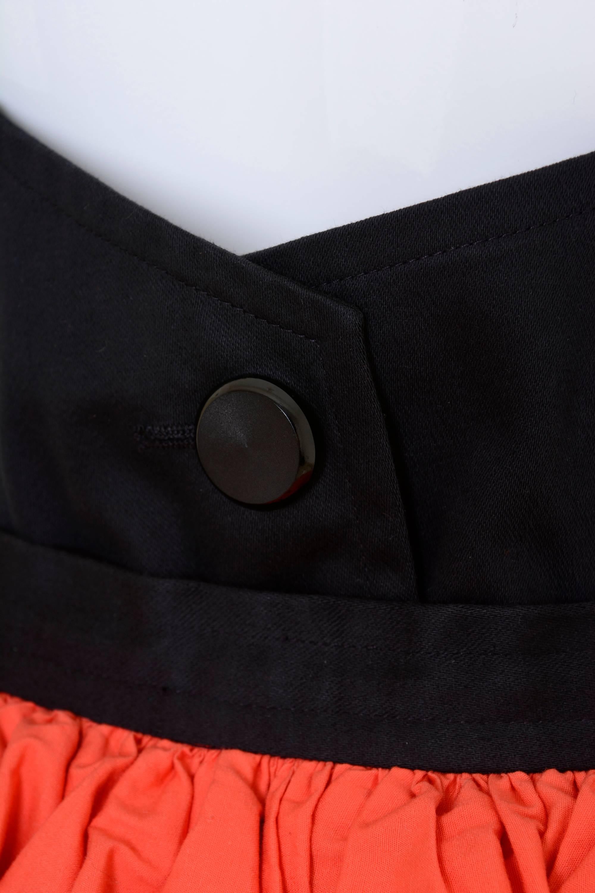 1980s YVES SAINT LAURENT Rive Gauche Black and Orange Flounced Suit Skirt 3
