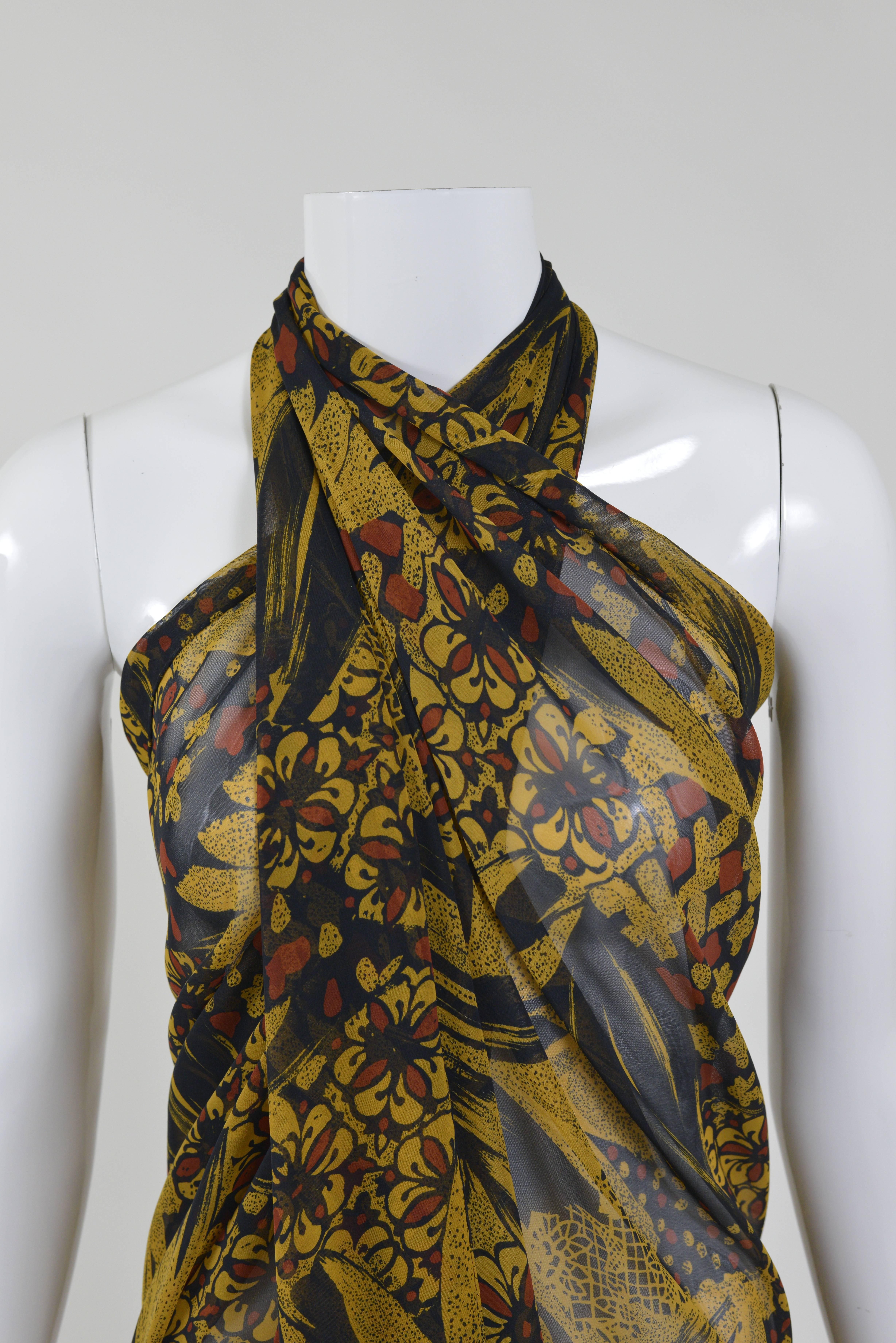 Brown Hermès Authentic Jungle Print Silk Shawl Pareo sarong Scarf 