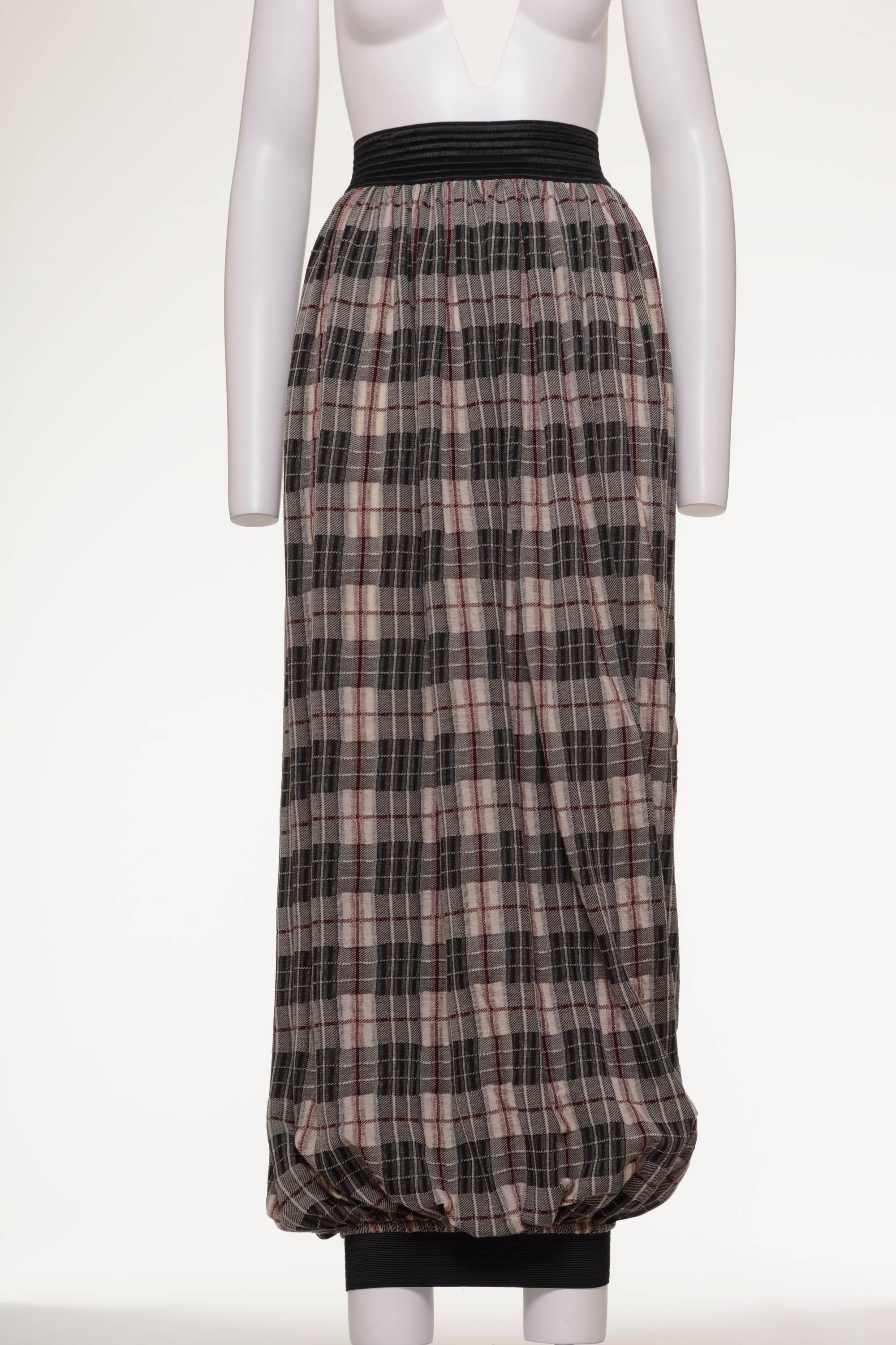 Black 1990s JEAN PAUL GAULTIER Tartan Print Long Skirt Mini Dress For Sale