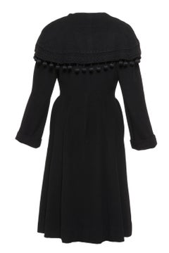 Vintage 1940s Black Wool New Look Princess Coat