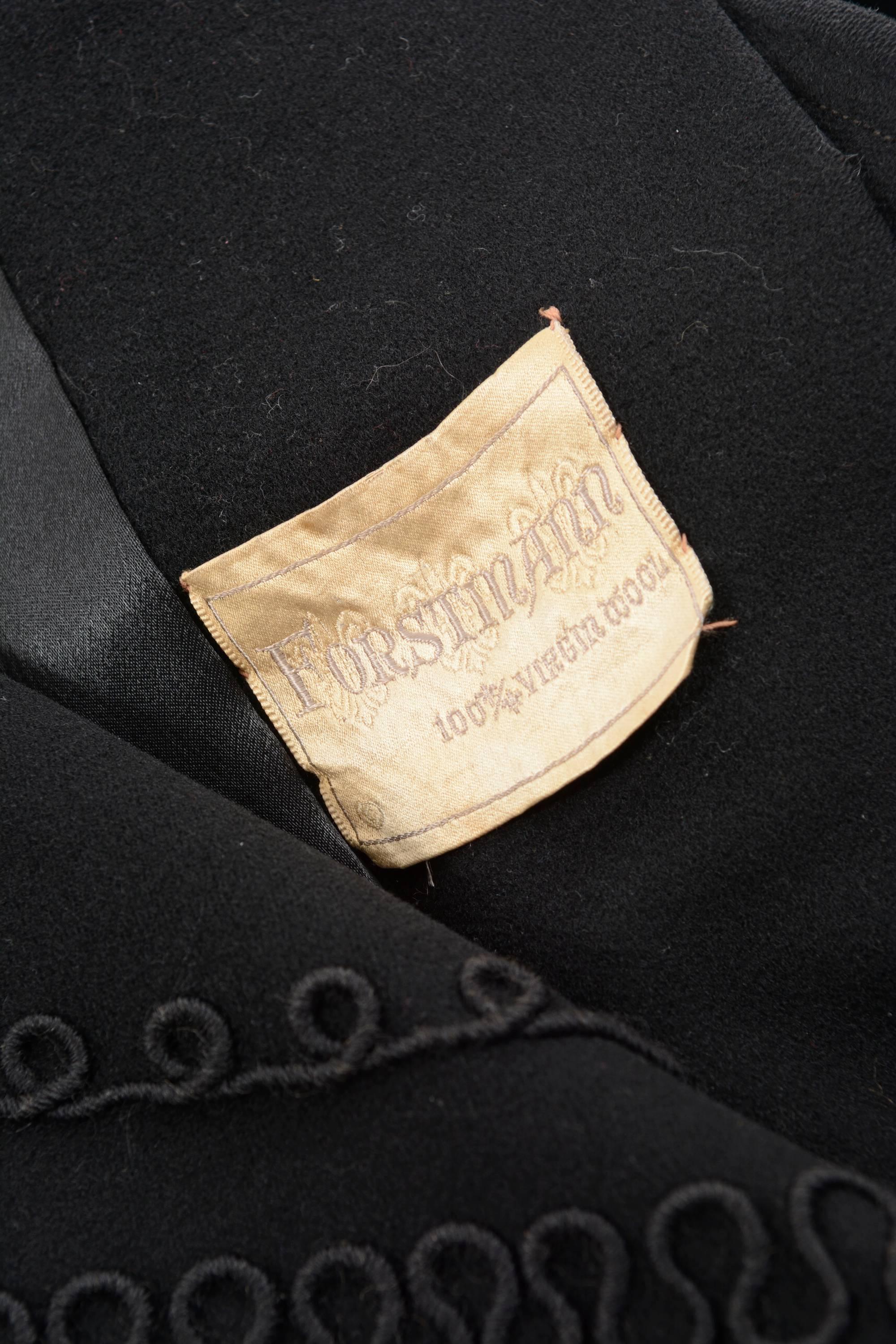 Vintage 1940s Black Wool New Look Princess Coat For Sale 1