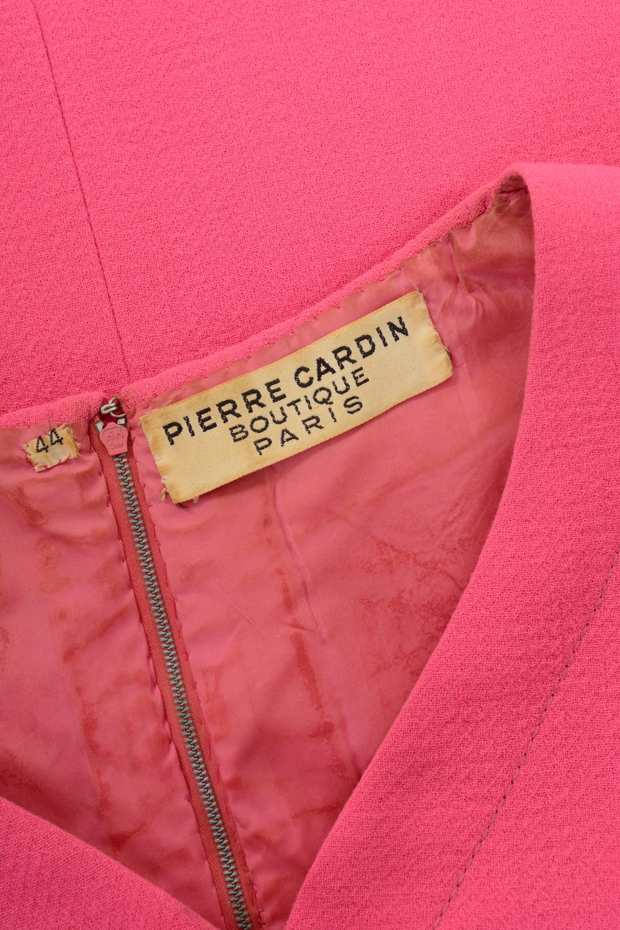 1960s PIERRE CARDIN Boutique Shocking Pink Mod Dress For Sale 1