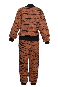 1980s YVES SAINT LAURENT Rive Gauche Tiger Animal Print Knitted Suit Pants